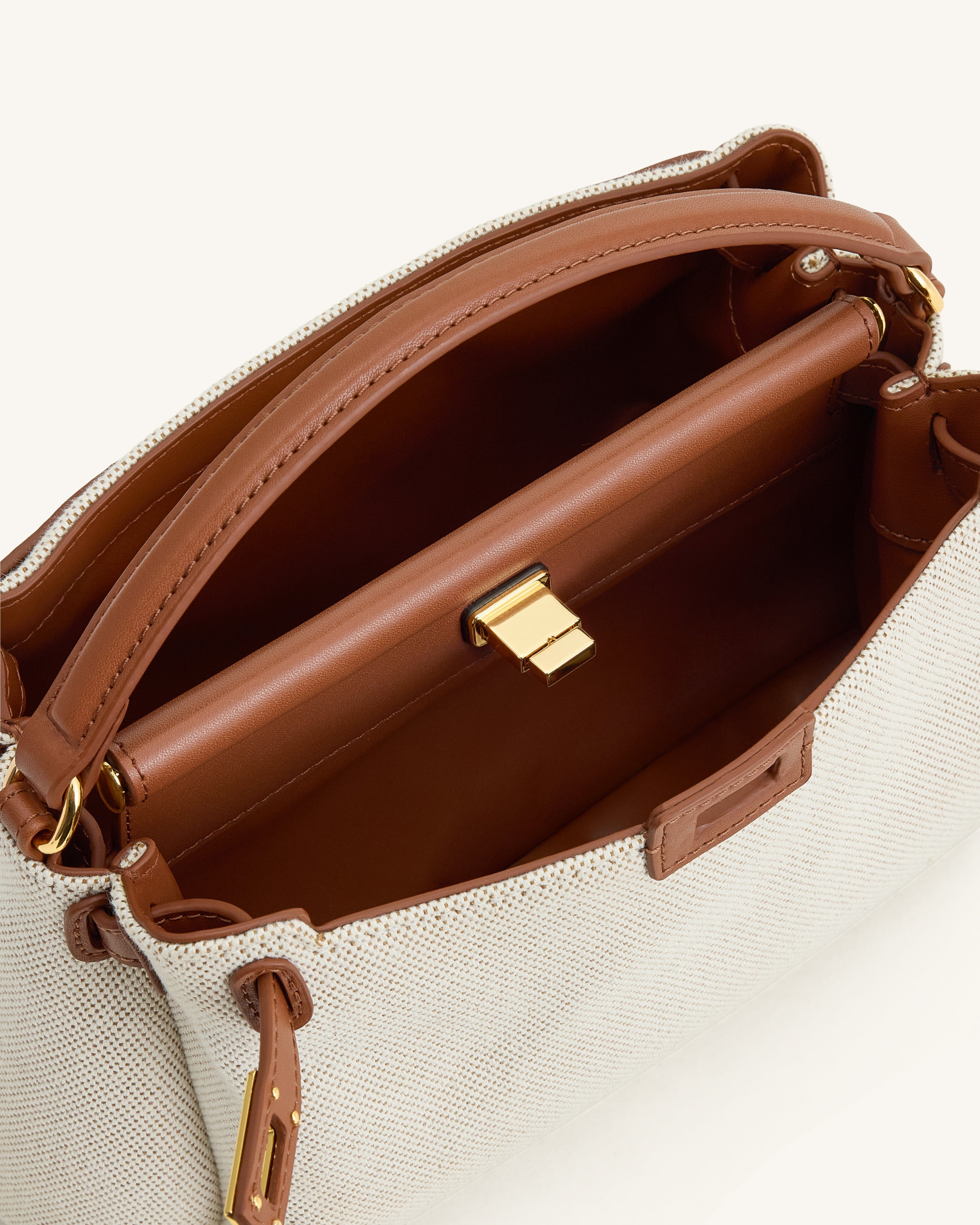 JW PEI Carmen Top Handle Bag Brown Canvas