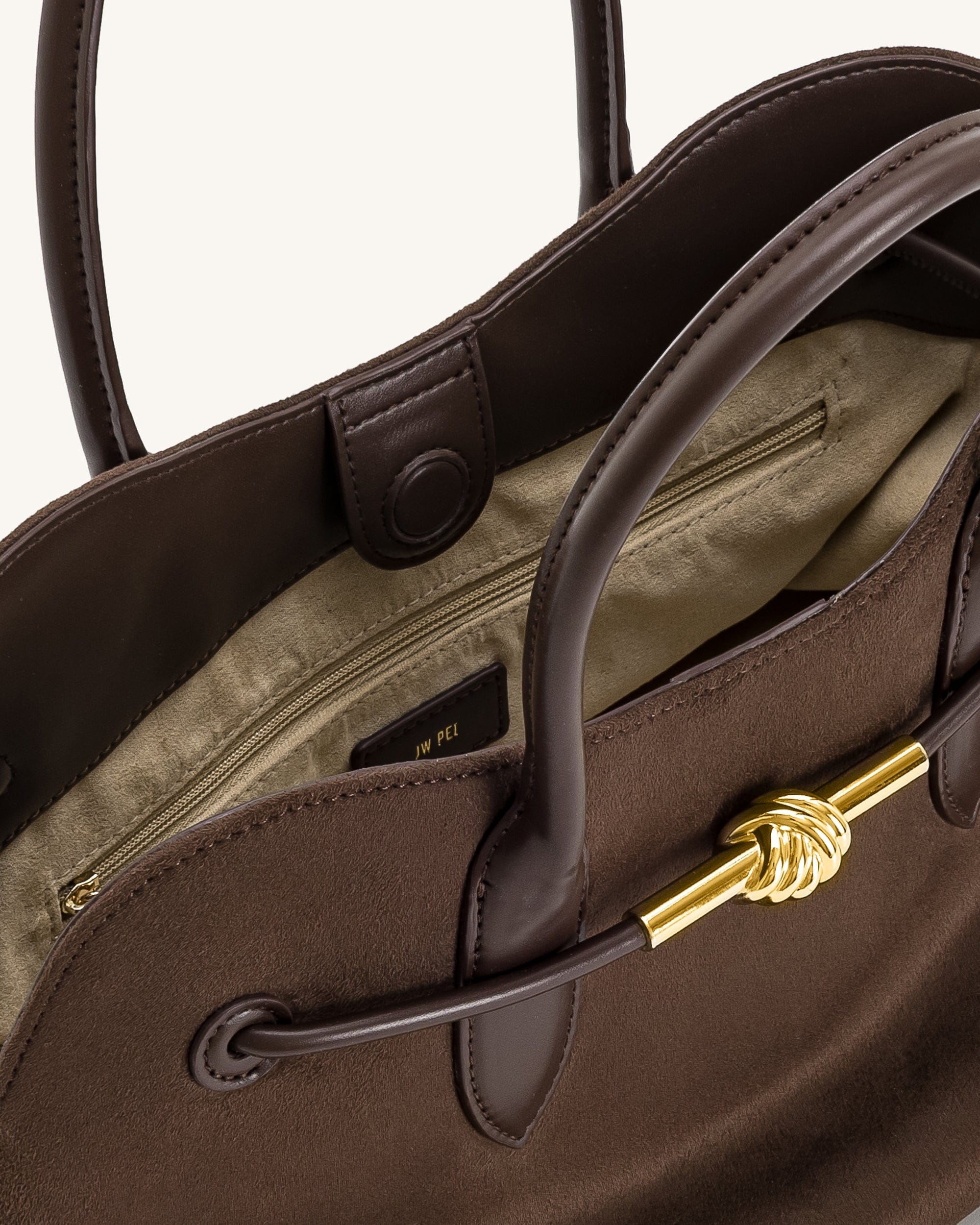 JW PEI Adele Metal Rope Knot Tote Bag Mocha Brown