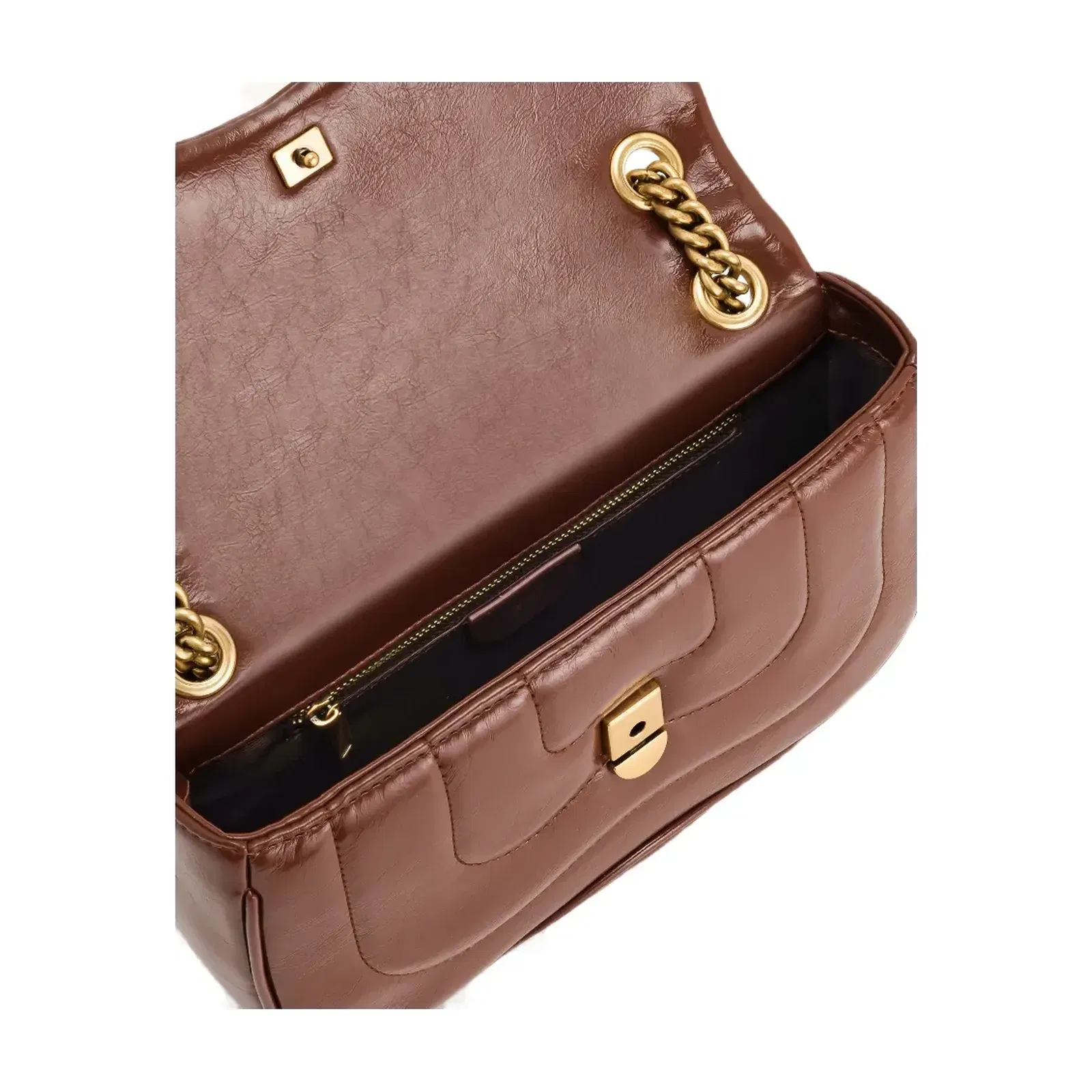 JW PEI Tina Quilted Chain Crossbody Brown