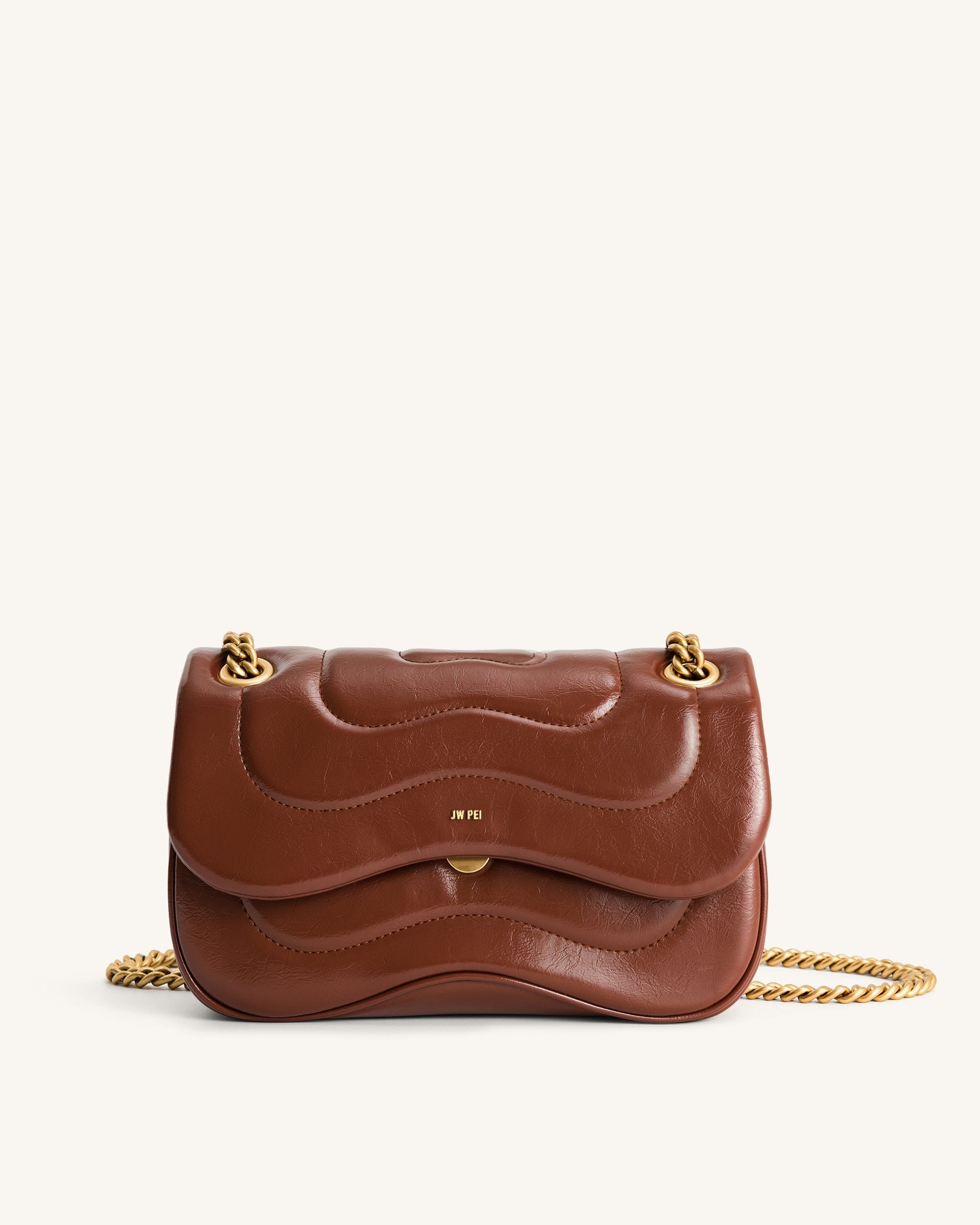 JW PEI Tina Quilted Chain Crossbody Brown
