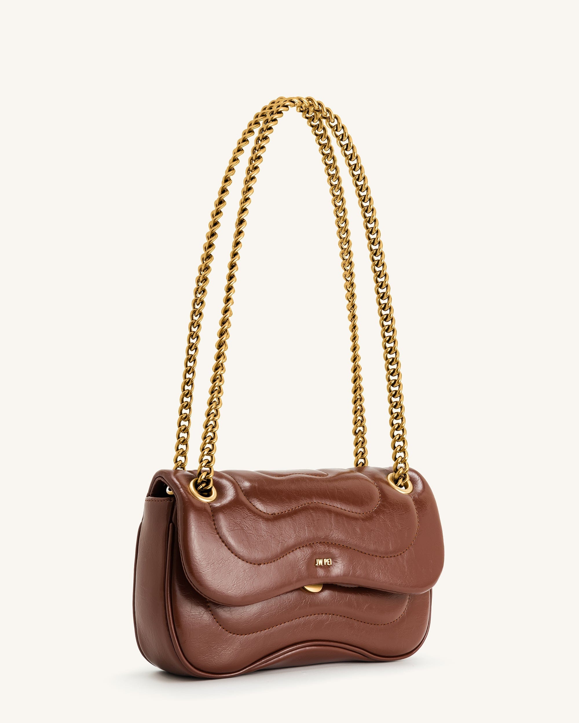 JW PEI Tina Quilted Chain Crossbody Brown