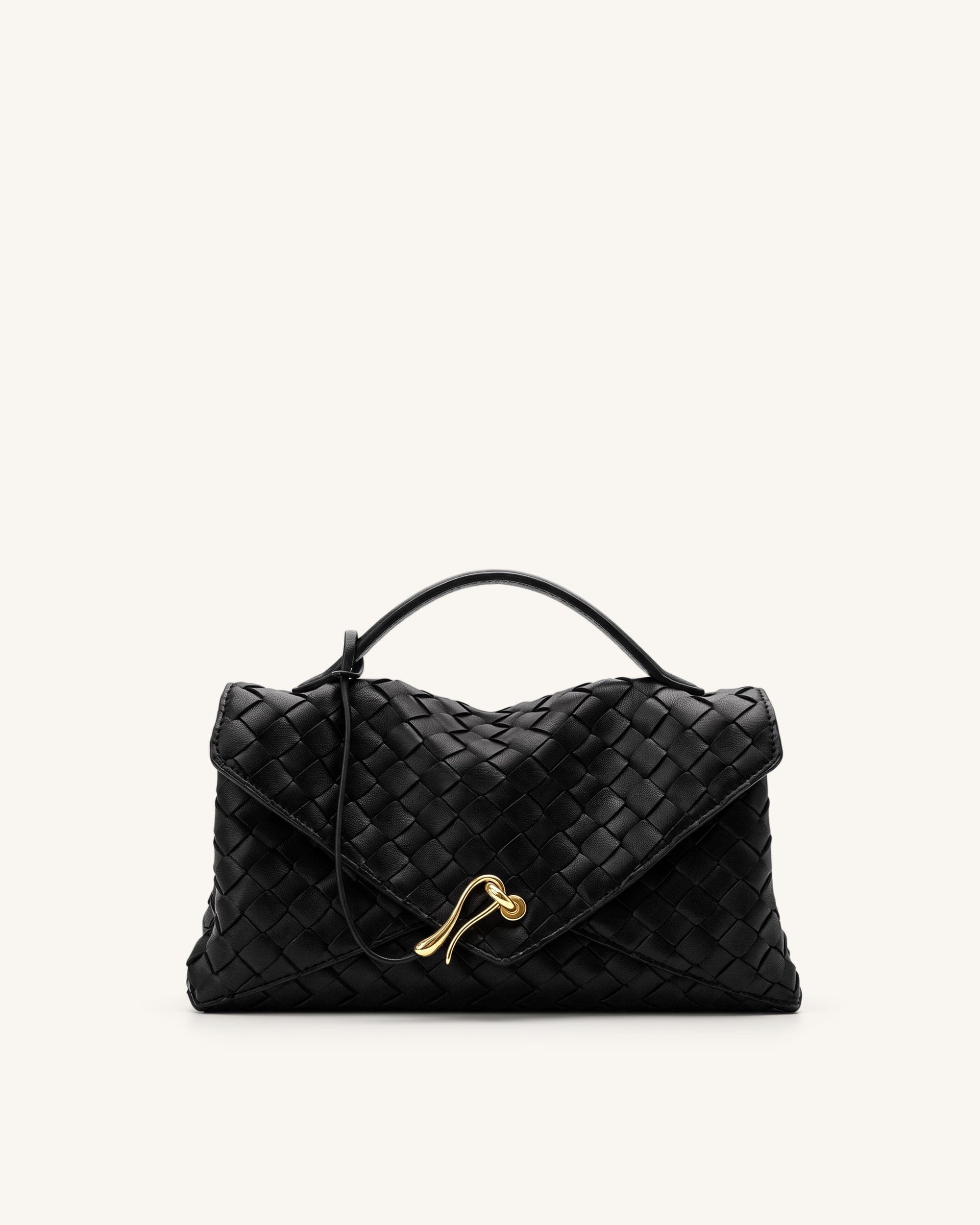 JW PEI Celeste Woven Envelope Bag Black