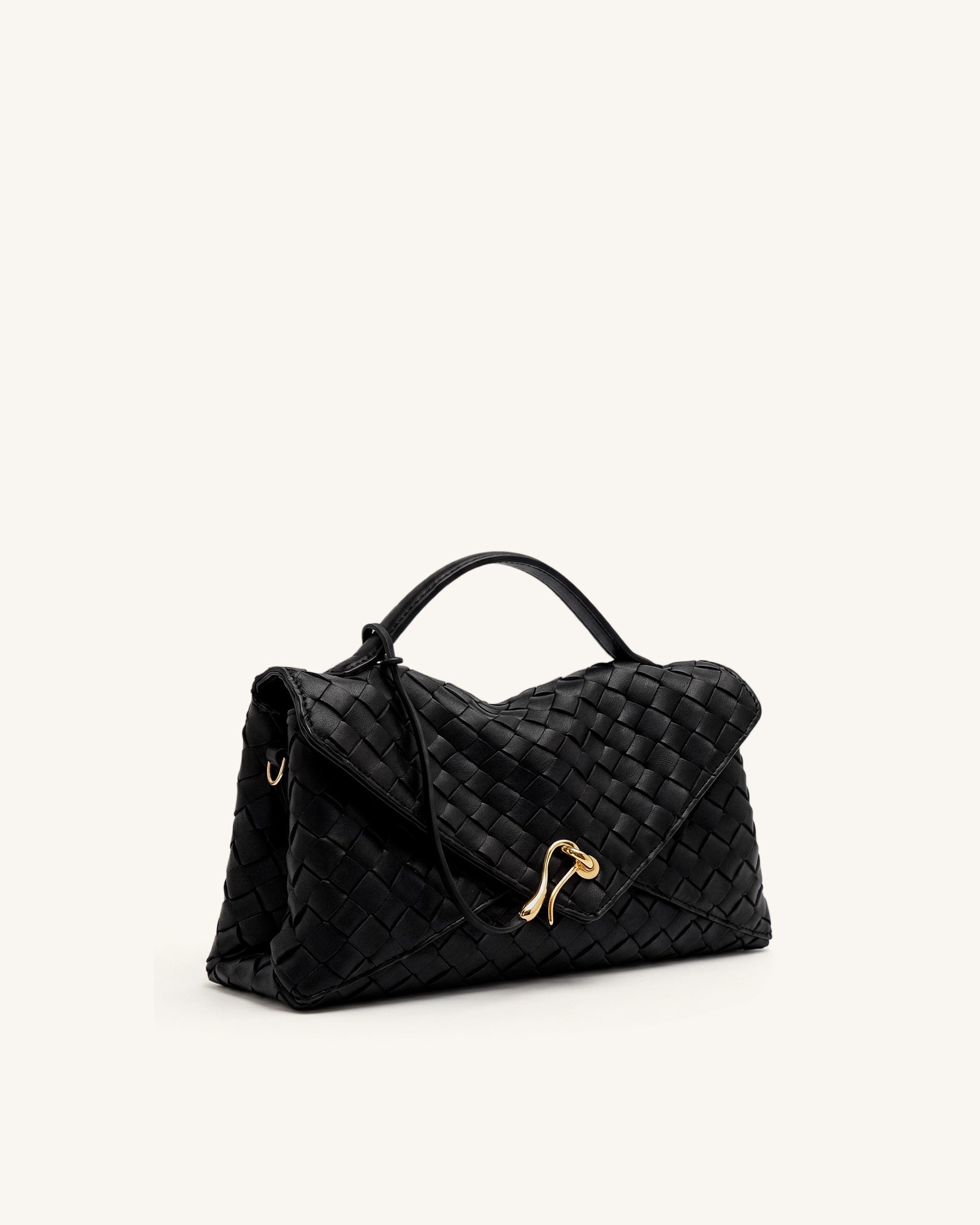 JW PEI Celeste Woven Envelope Bag Black