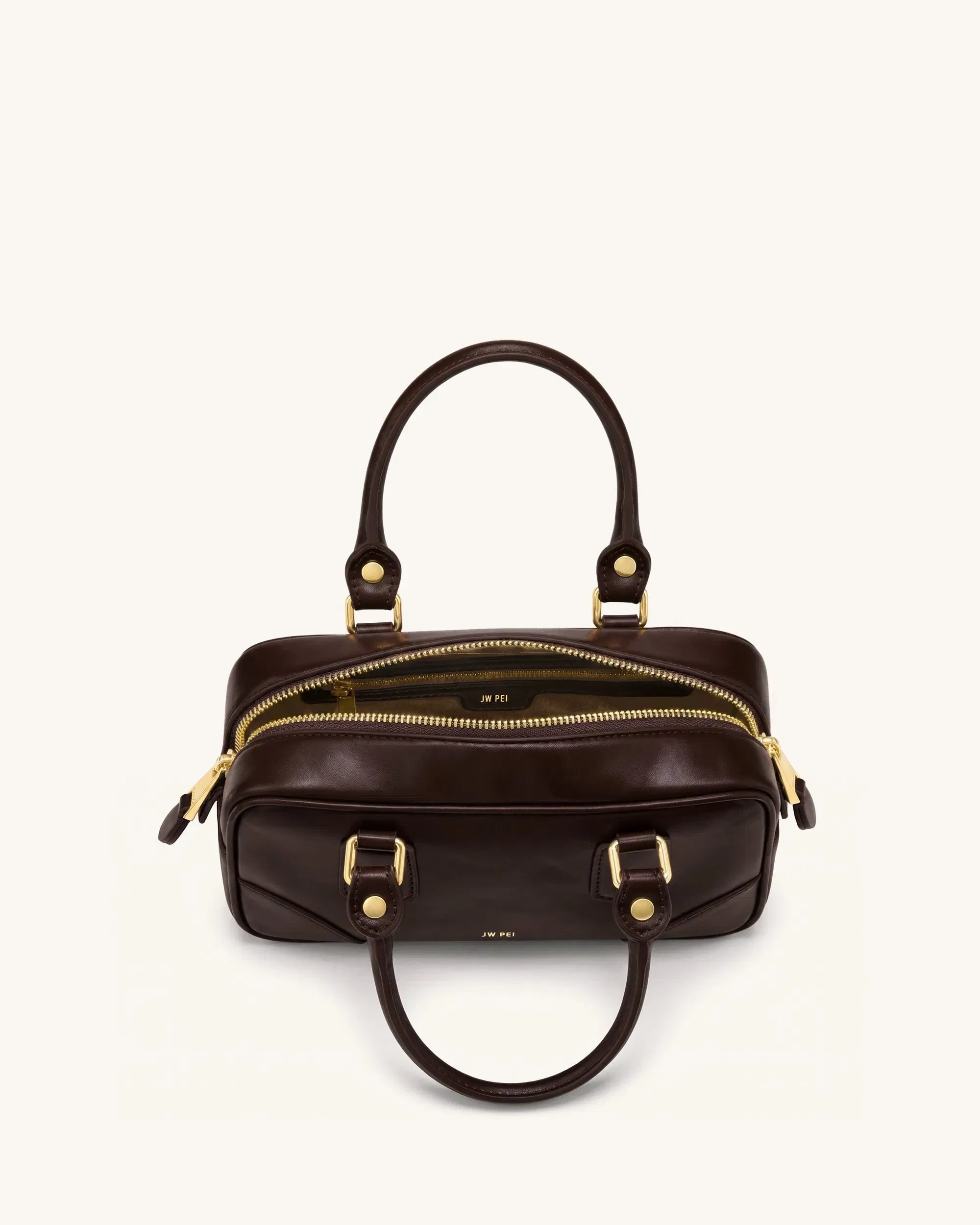 JW PEI Odette Boston Top Handle Bag Dark Brown