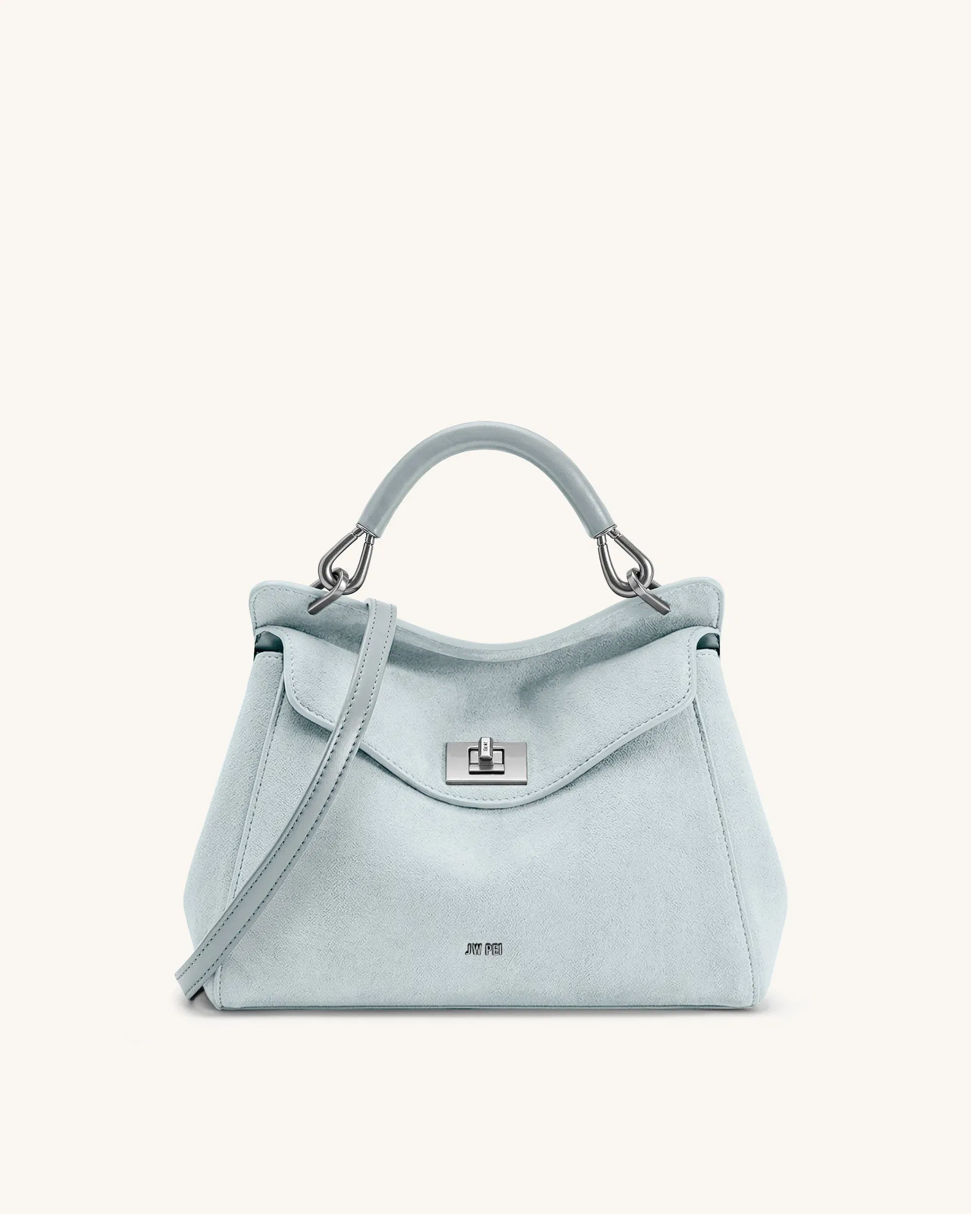 JW PEI Lucia Classic Faux Suede Top Handle Bag Light Blue