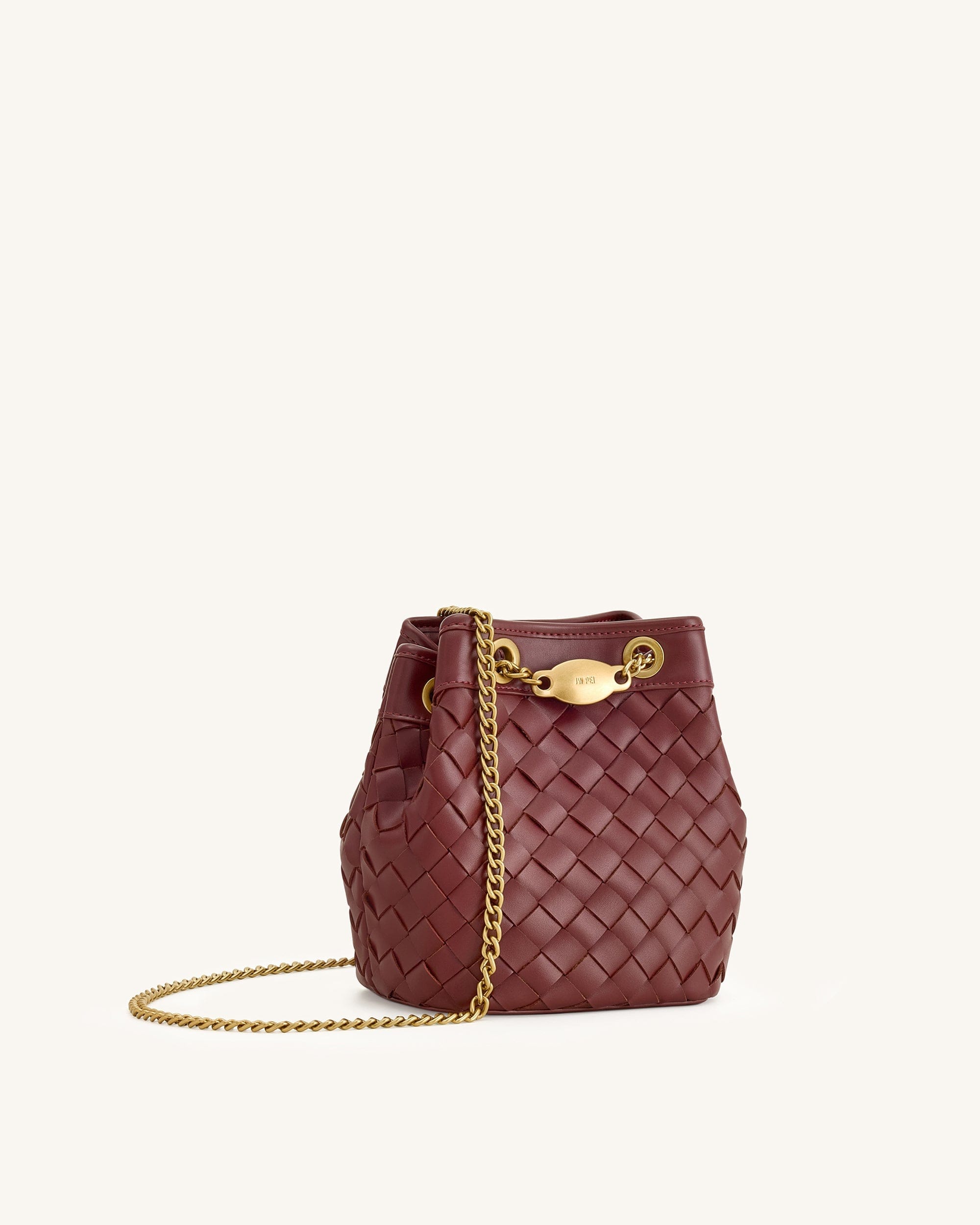 JW PEI Yara Hand Woven Bucket Bag Burgundy