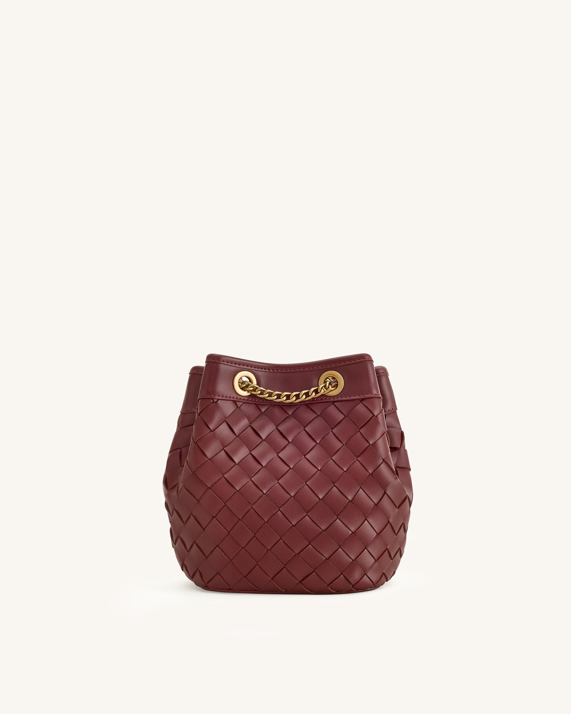 JW PEI Yara Hand Woven Bucket Bag Burgundy