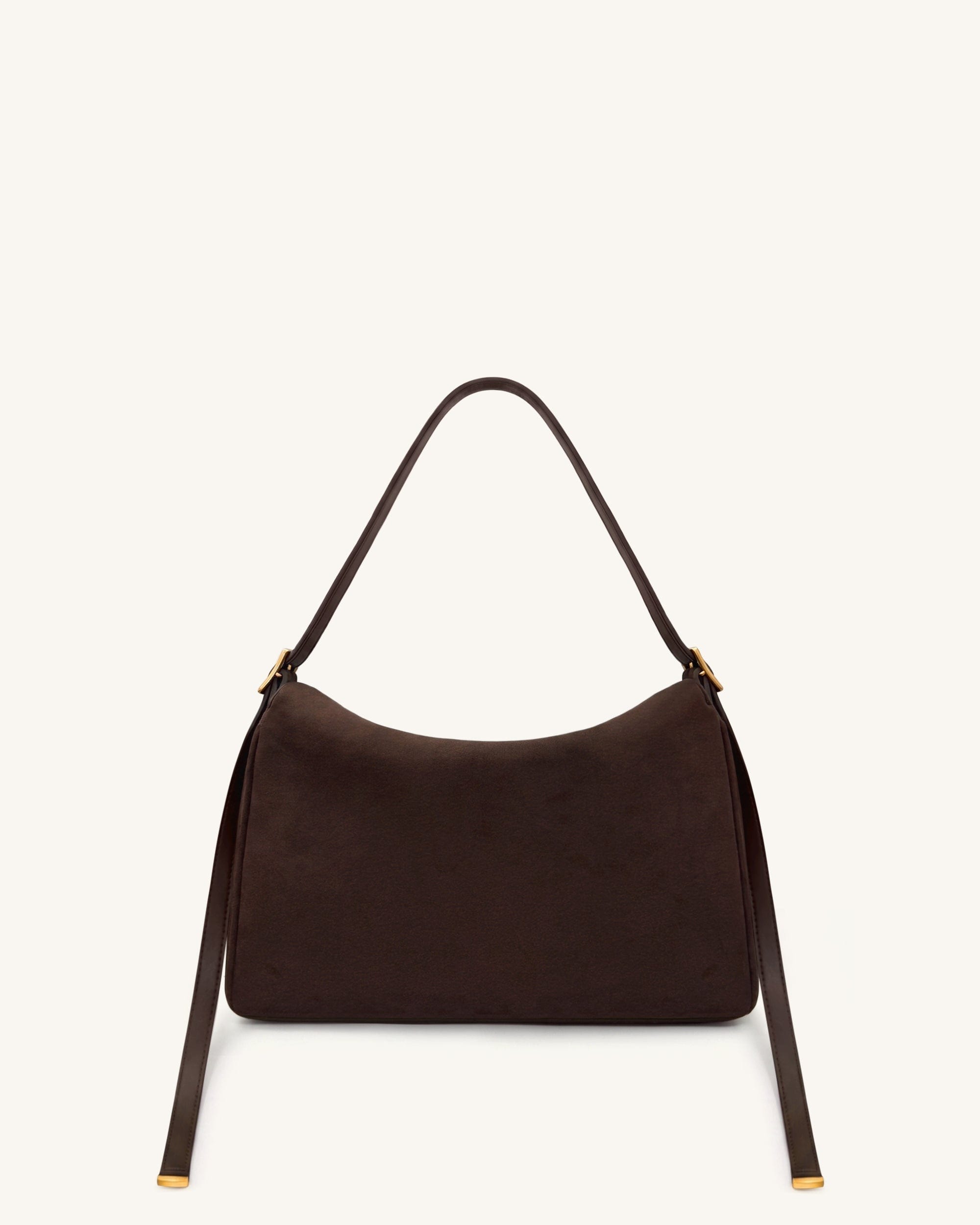 JW PEI Elowen Faux Suede Flap Shoulder Bag Dark Brown