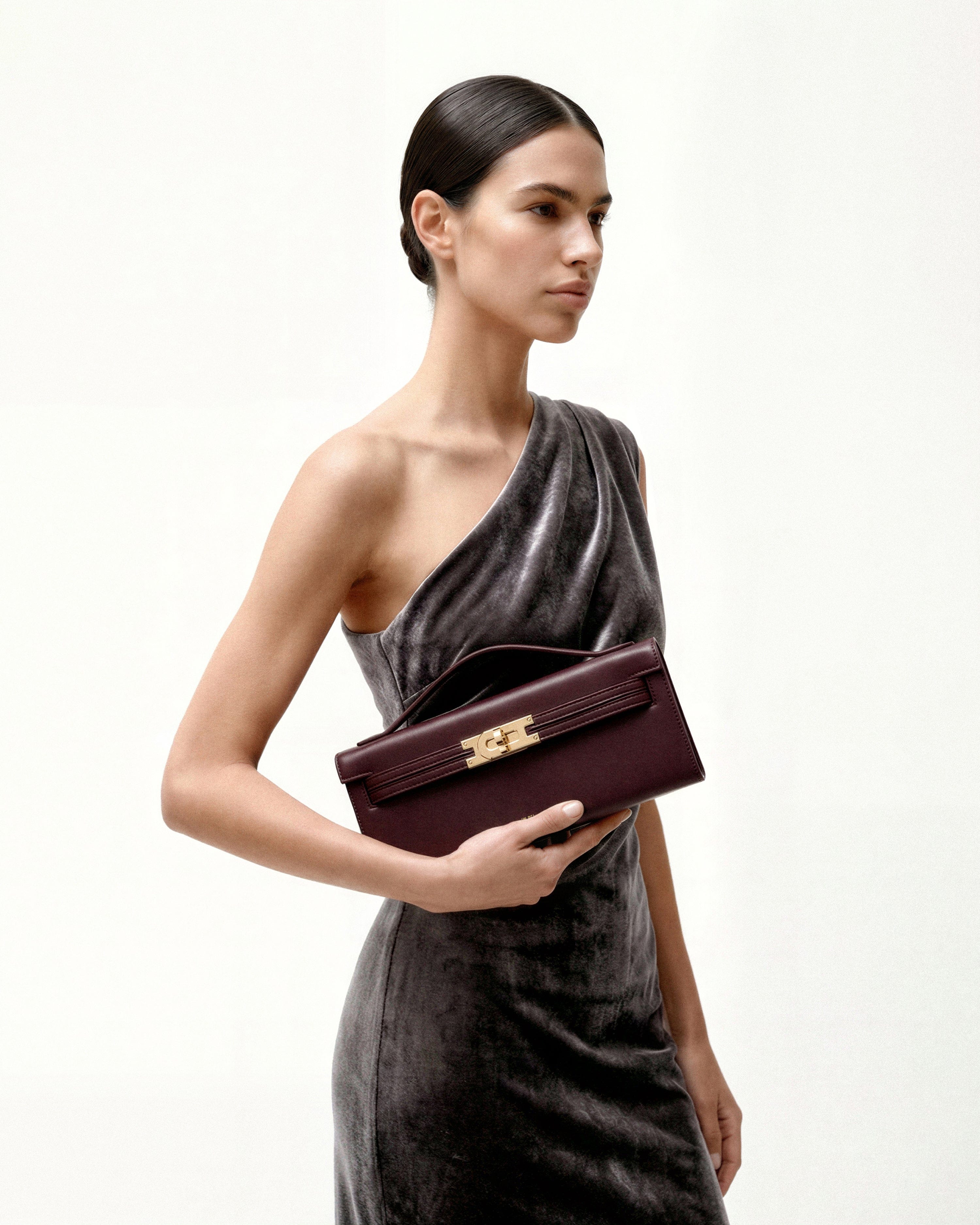 JW PEI Bria Structured Top Handle Bag Deep Burgundy