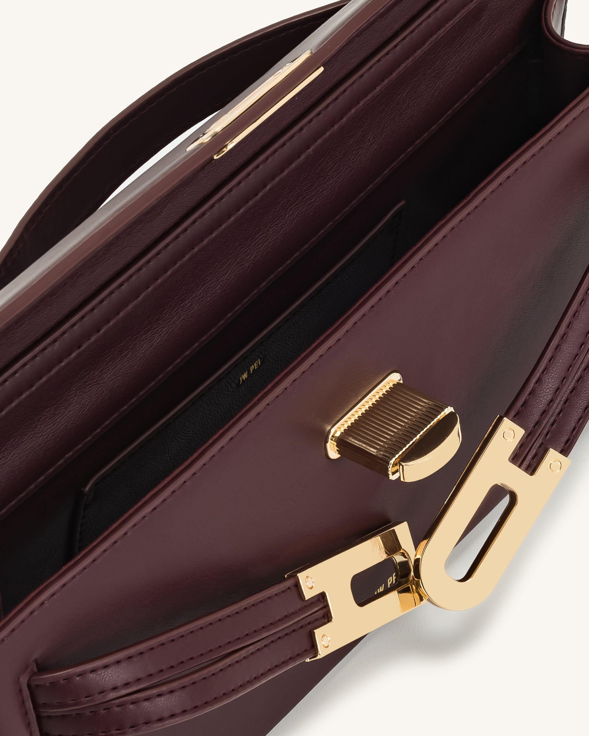 JW PEI Bria Structured Top Handle Bag Deep Burgundy