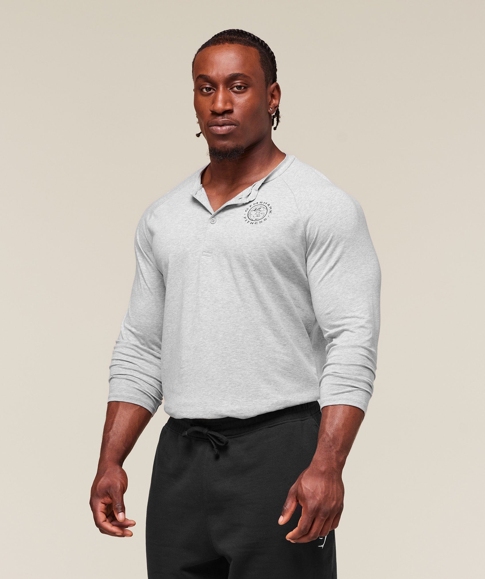 Gymshark Legacy Henley - Light Grey Marl