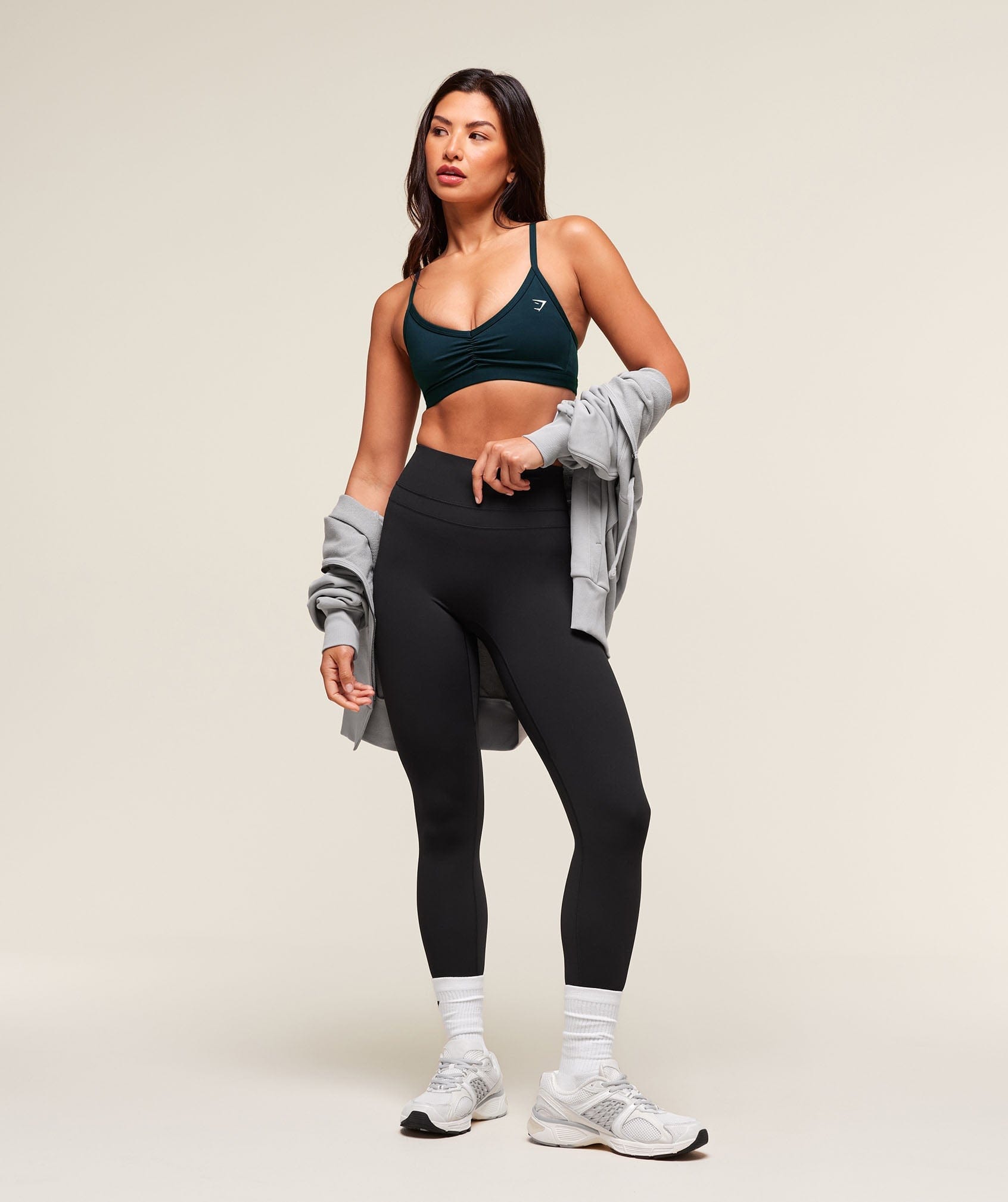 Gymshark Ruched Strappy Sports Bra - Deep Petrol Blue