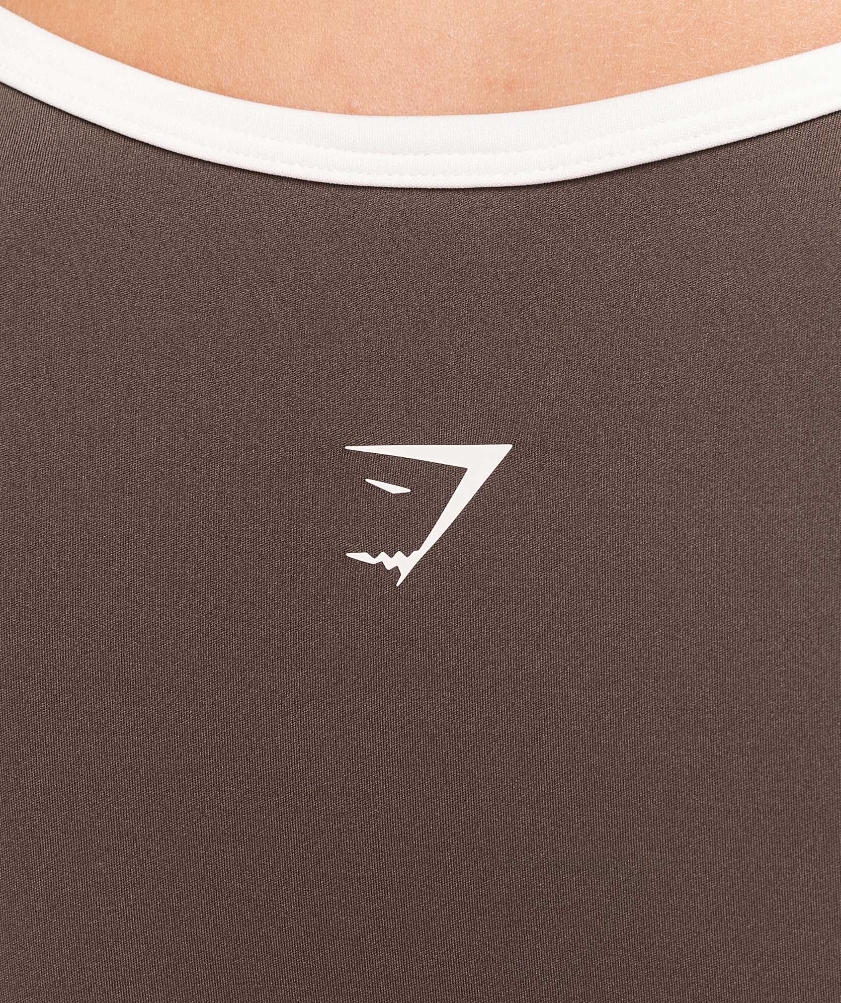 Gymshark Piping Long Sleeve Crop Top - Walnut Brown/Chestnut Pink/Soft White