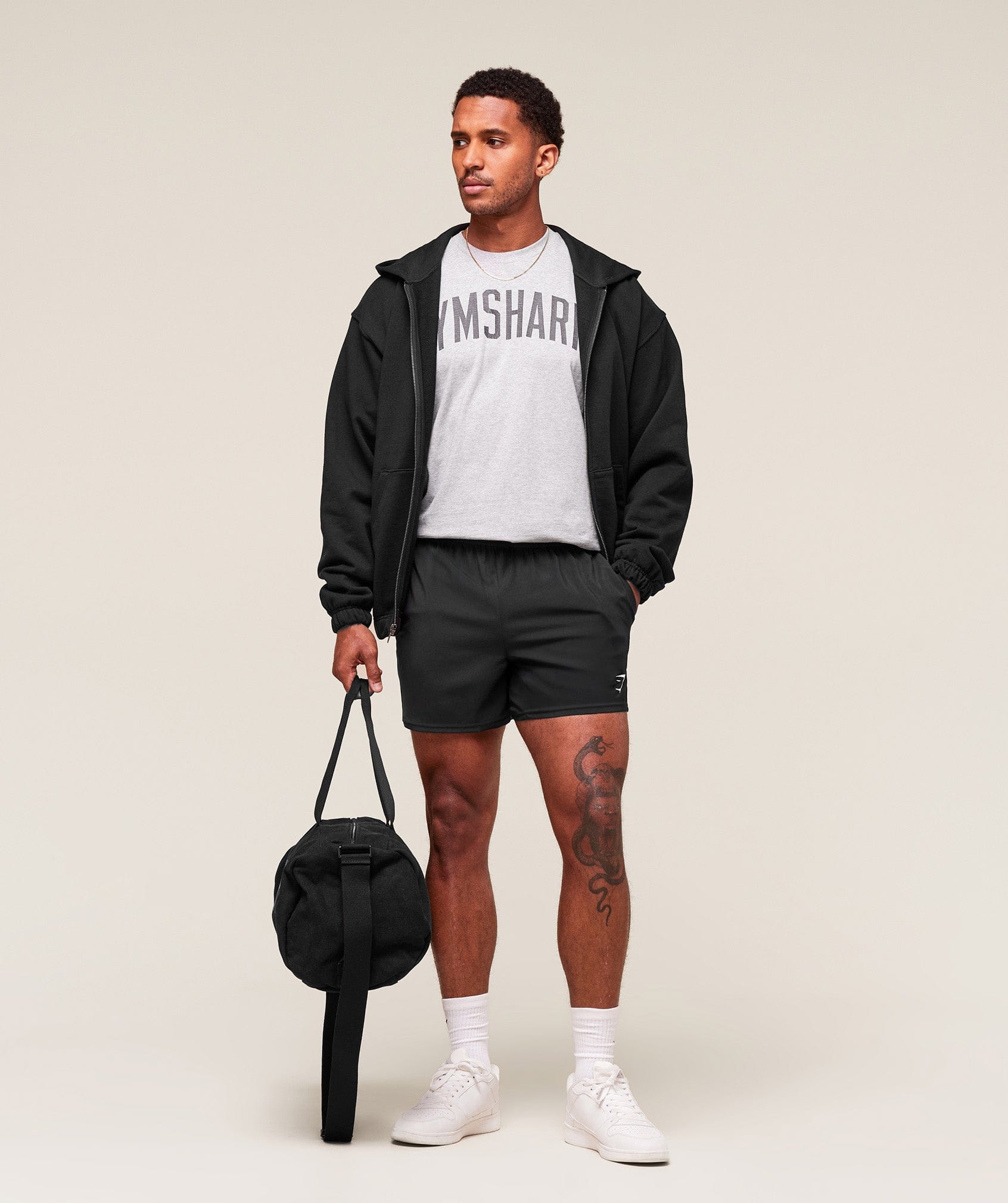 Gymshark Worn Graphic T-Shirt - Light Grey Core Marl