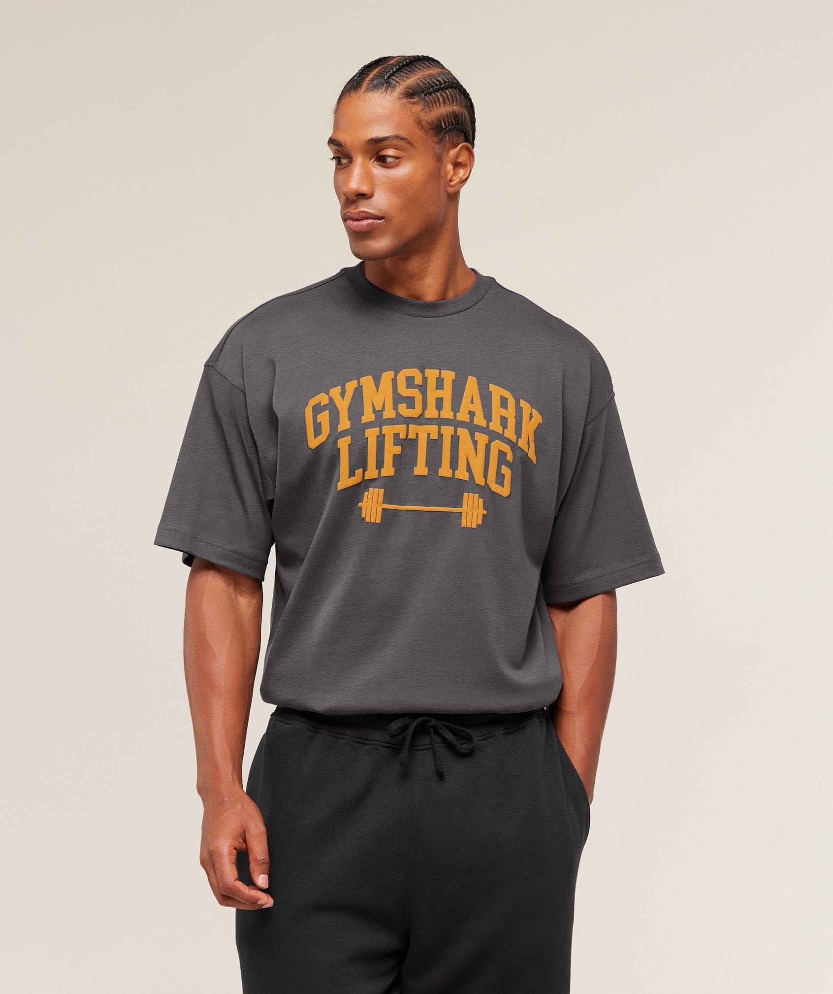 Gymshark Gymshark Lifting Barbell T-Shirt - Onyx Grey