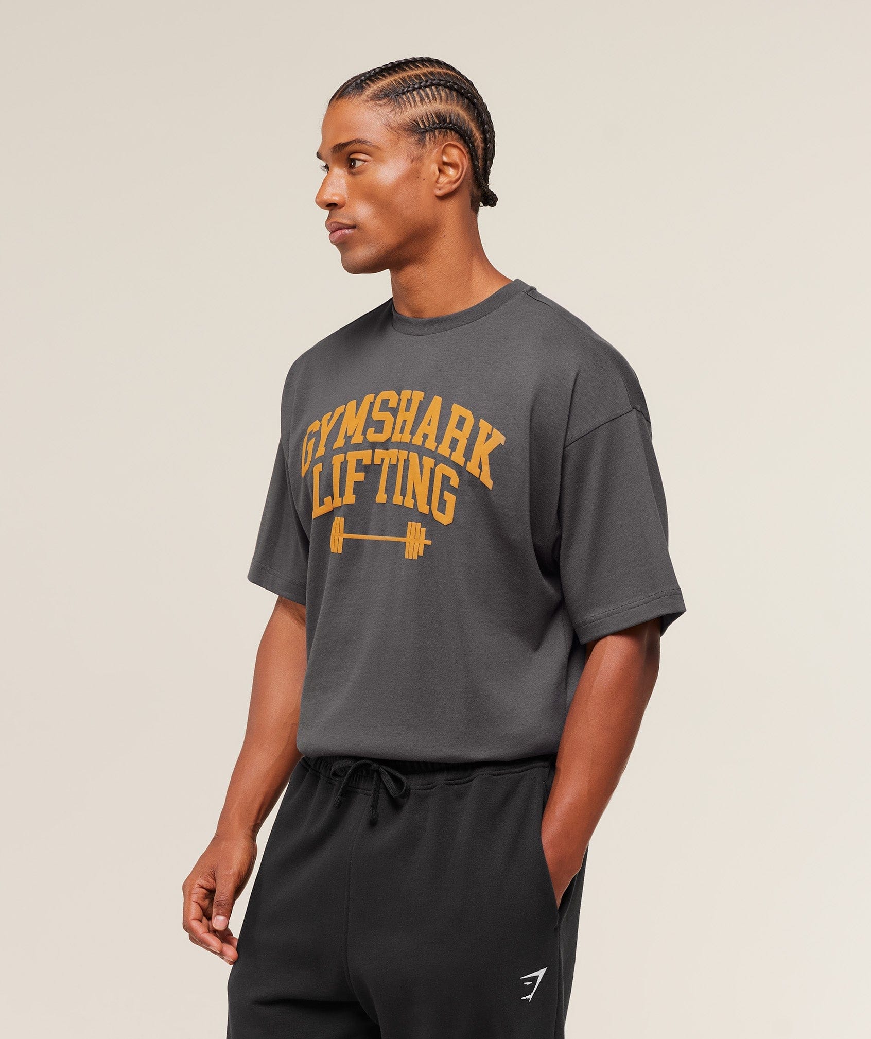 Gymshark Gymshark Lifting Barbell T-Shirt - Onyx Grey