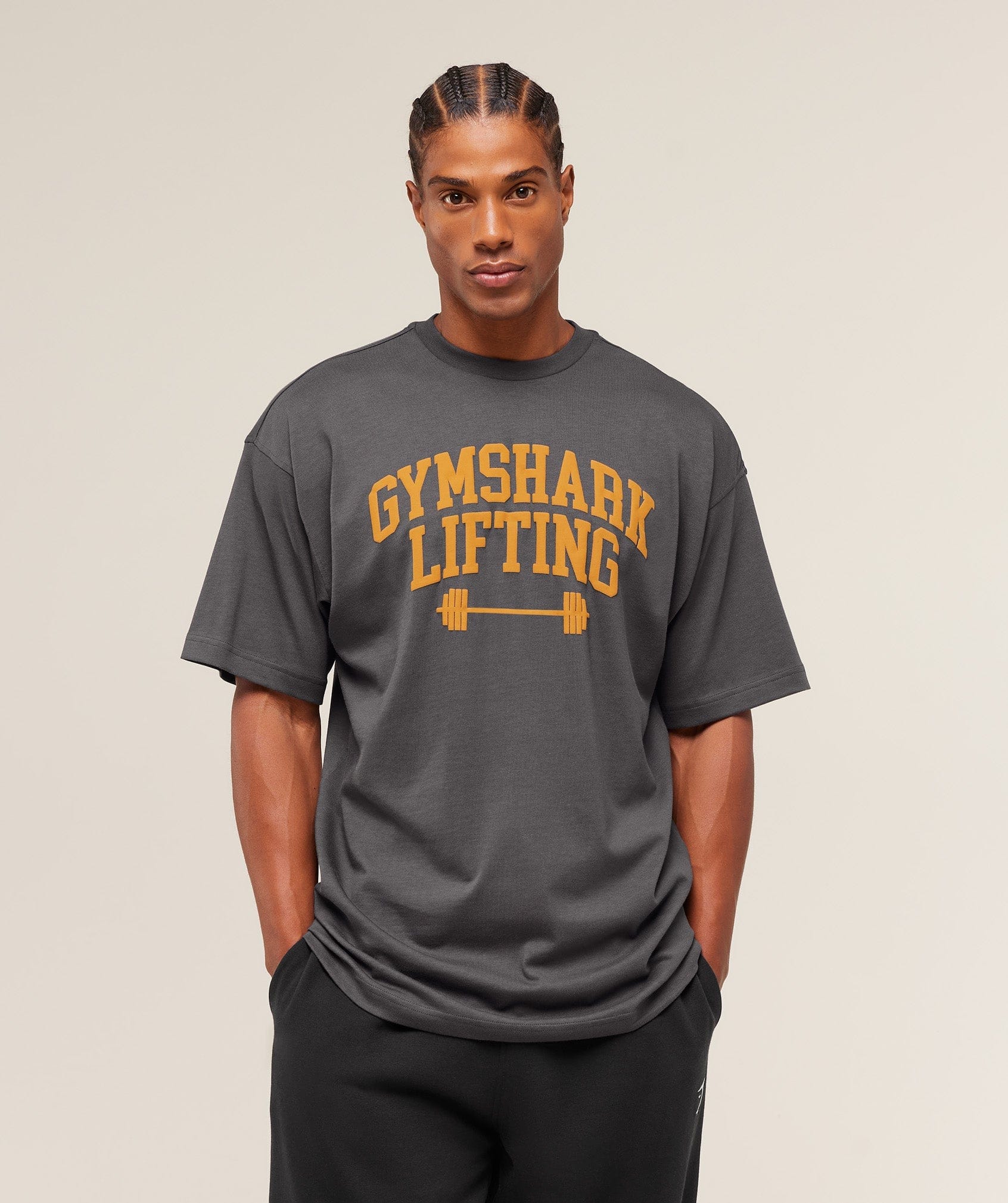 Gymshark Gymshark Lifting Barbell T-Shirt - Onyx Grey