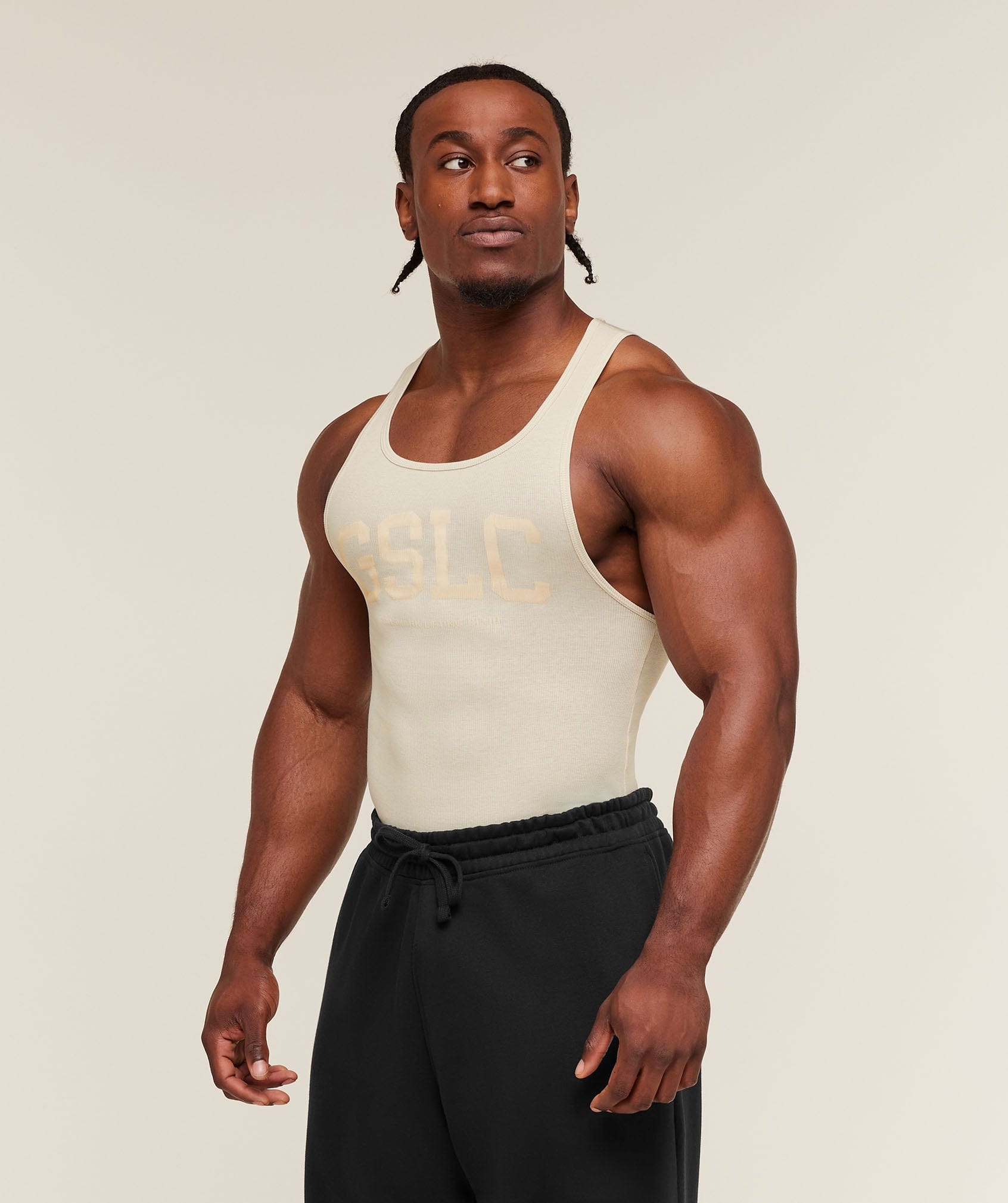 Gymshark GSLC Ribbed Tank - Oat White