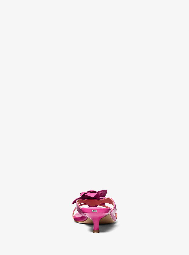 Jacie Floral Embellished Leather Kitten Heel Sandal