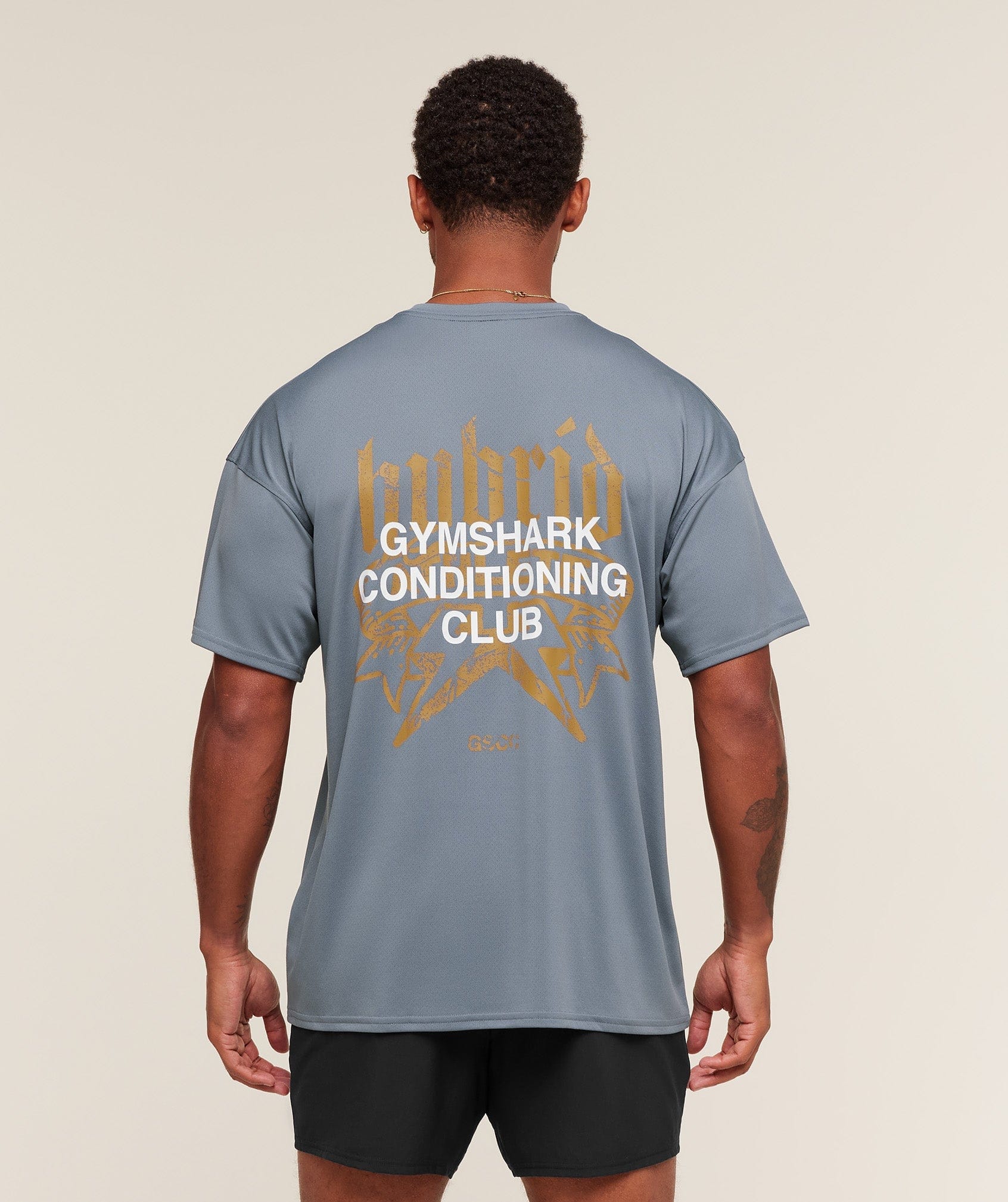 Gymshark Hybrid Graphic T-Shirt - Iron Blue
