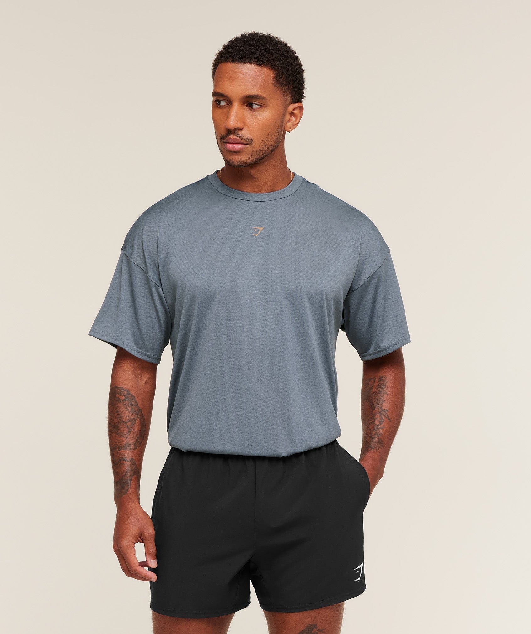 Gymshark Hybrid Graphic T-Shirt - Iron Blue