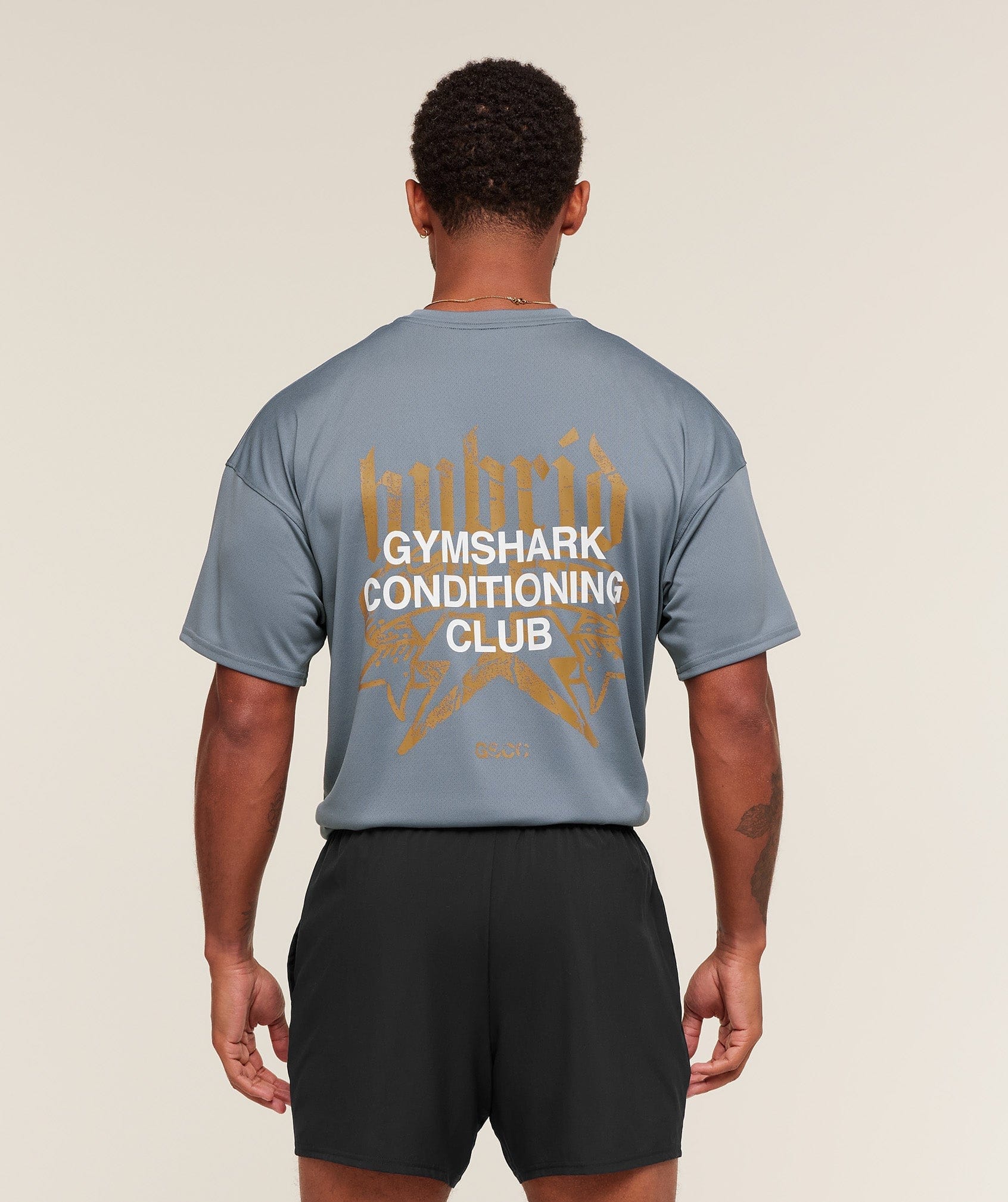 Gymshark Hybrid Graphic T-Shirt - Iron Blue