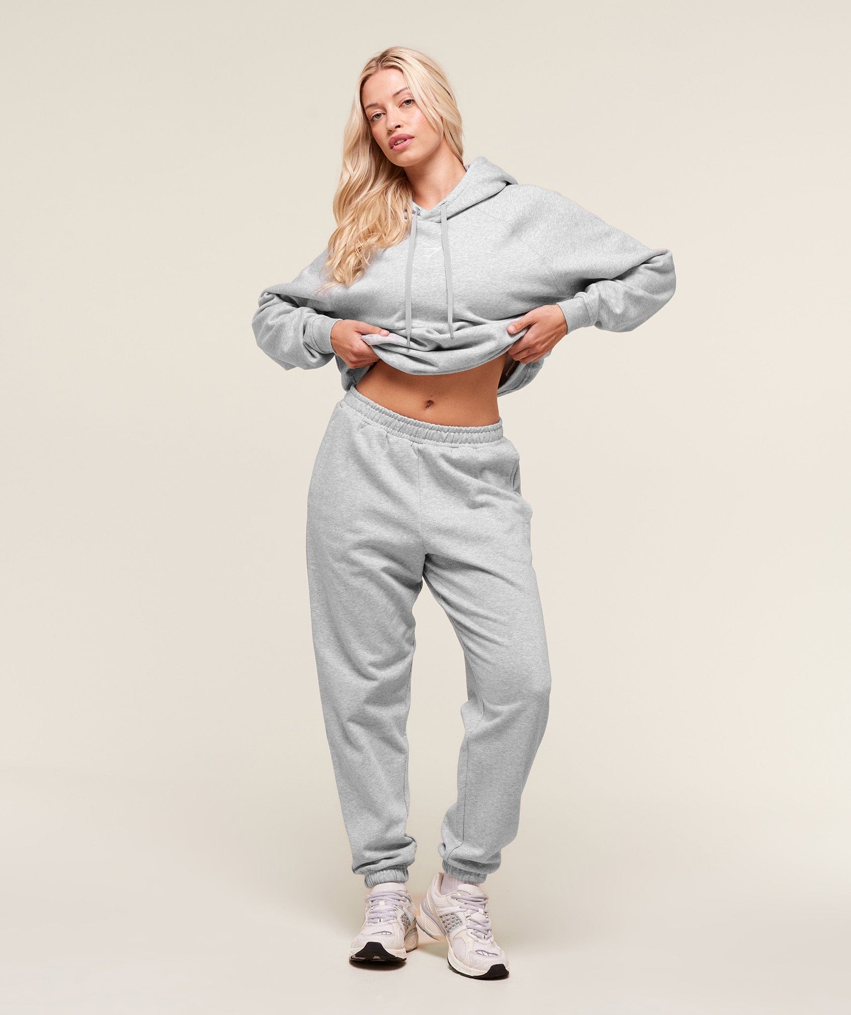 Gymshark Training Oversized Fleece Hoodie - Light Grey Core Marl
