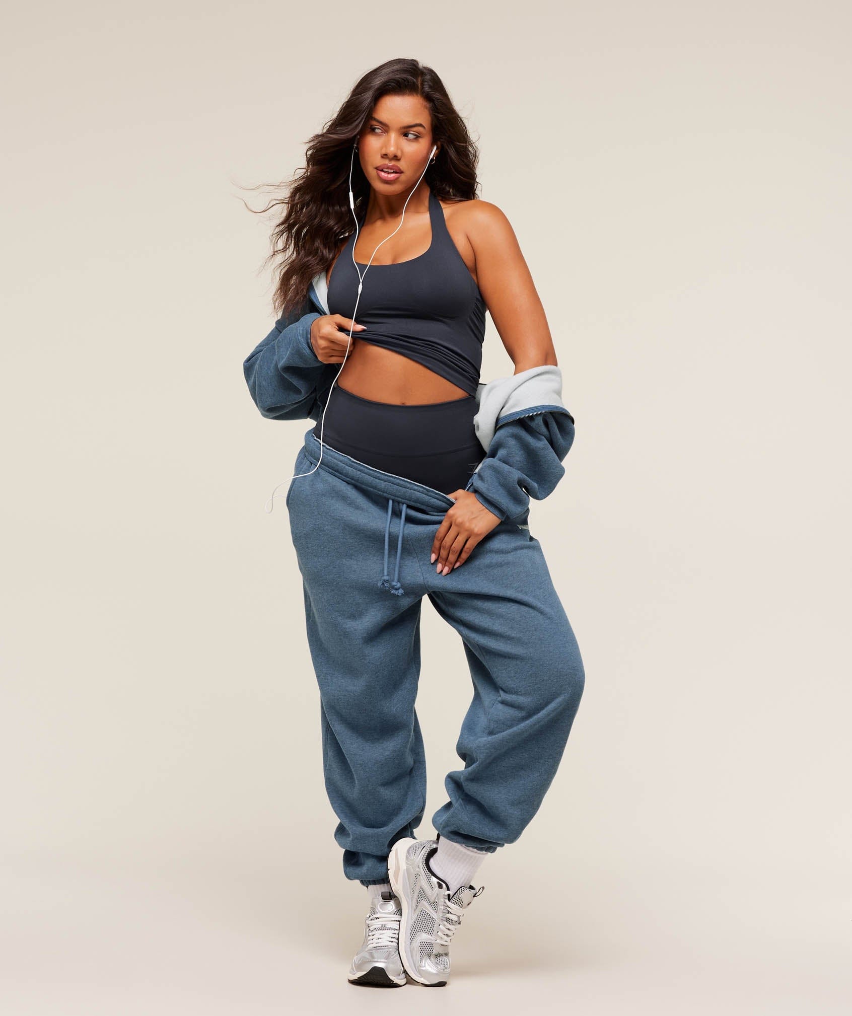 Gymshark Cosy Luxe Zip Through Hoodie - Compound Blue Marl