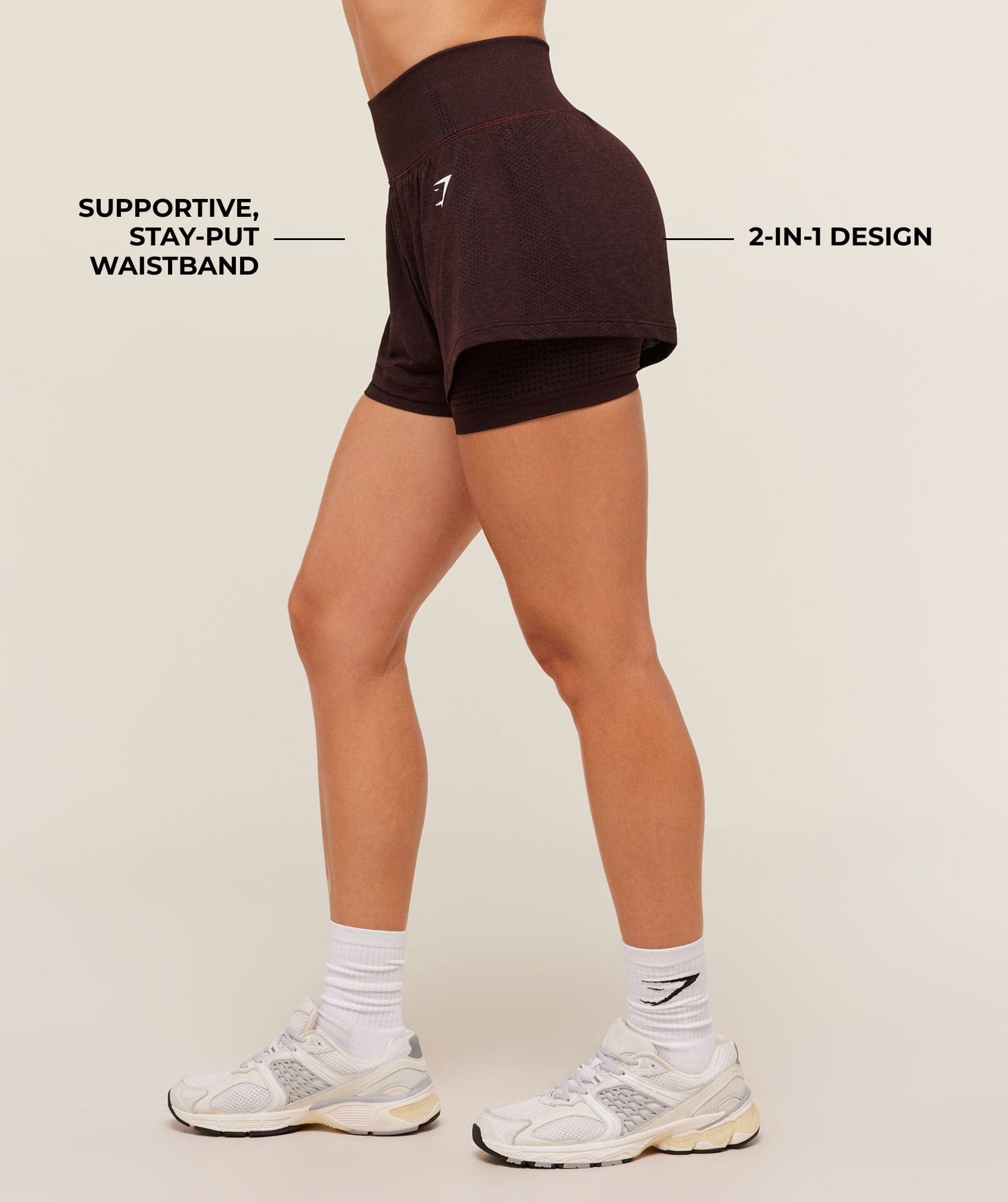 Gymshark Vital 2-in-1 Shorts - Rich Maroon/Marl