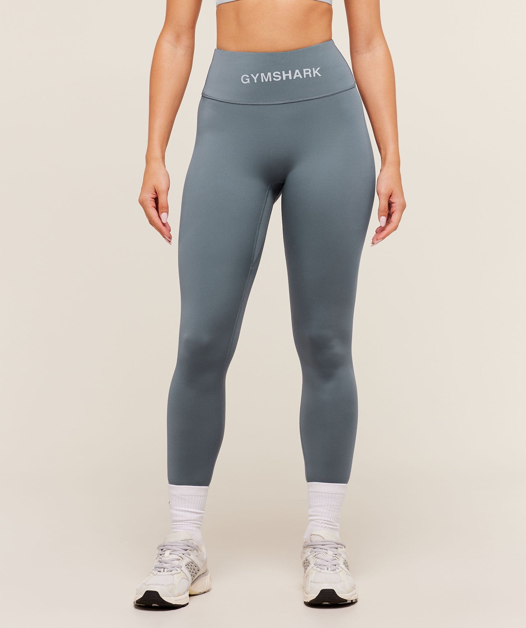 Gymshark Wordmark Waistband Leggings - Iron Blue