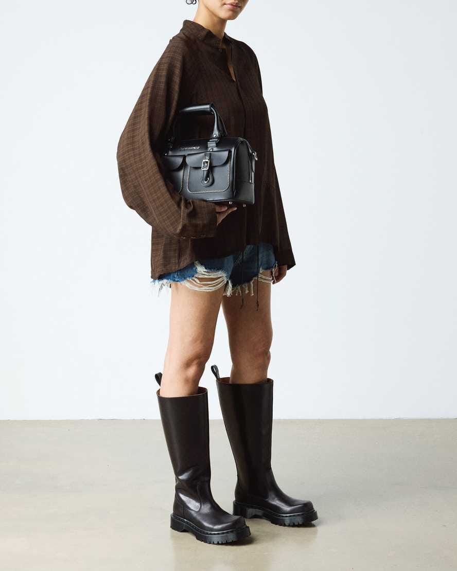 Rejena Hi Old Harness Leather Boots — Black