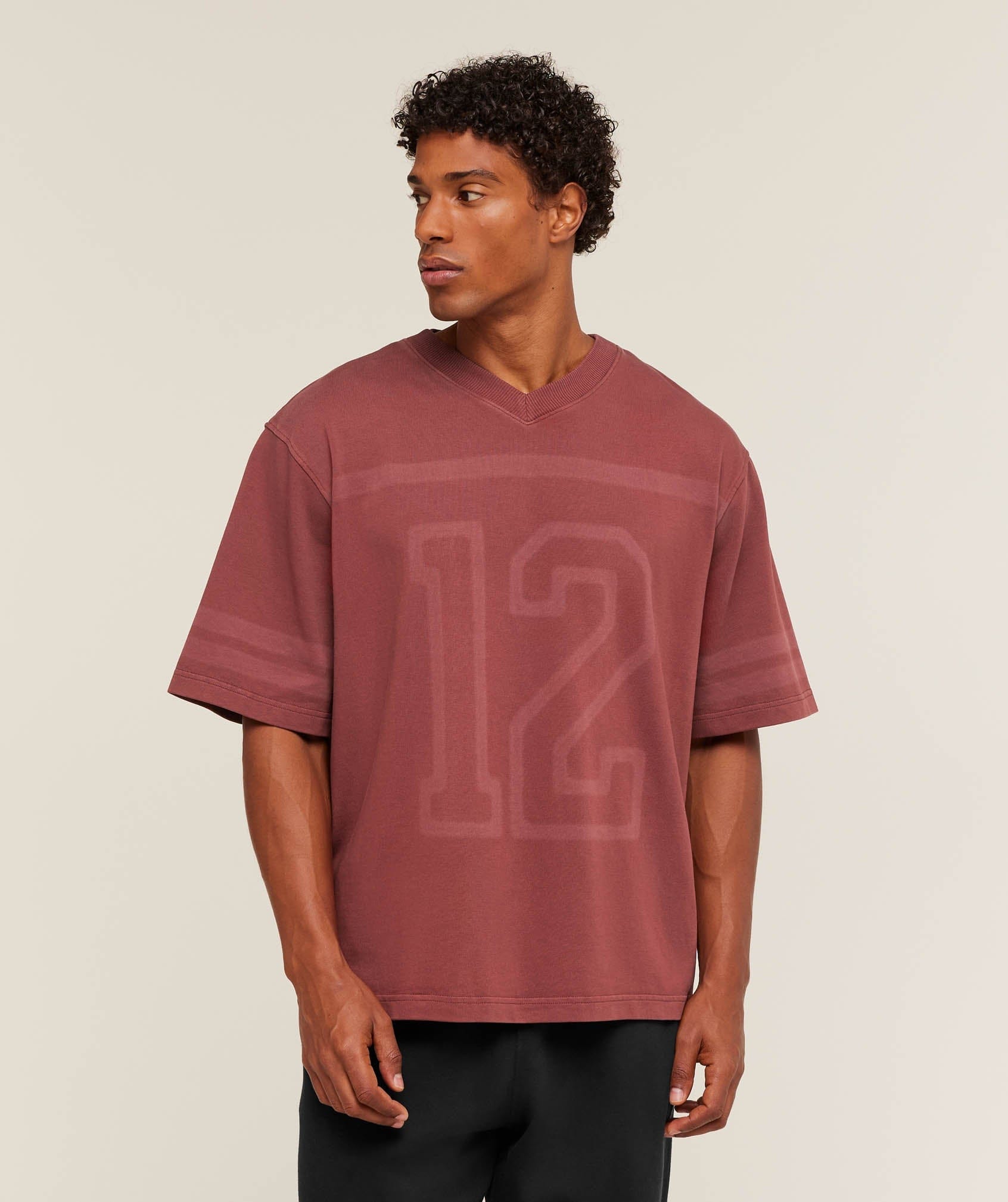 Gymshark Collegiate Washed Jersey T-Shirt - Burgundy Brown