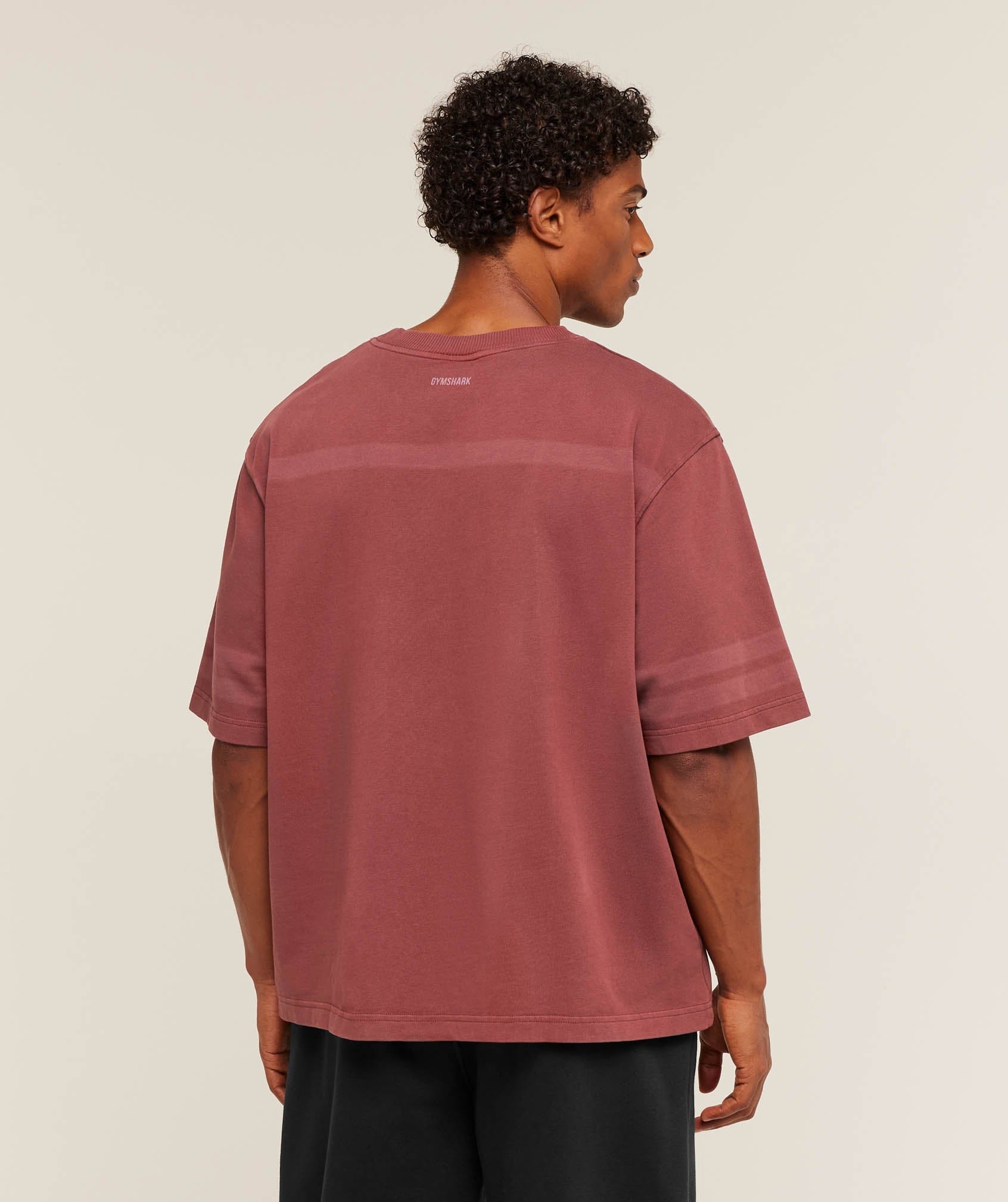 Gymshark Collegiate Washed Jersey T-Shirt - Burgundy Brown