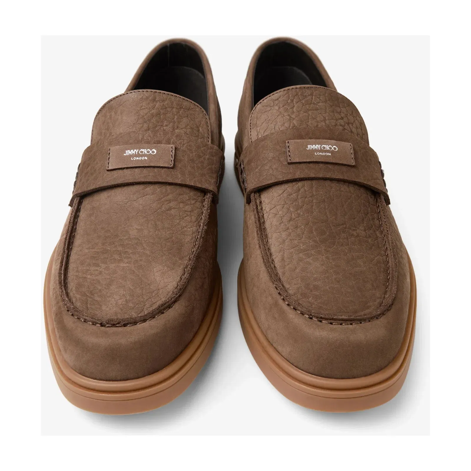 Jimmy Choo London Pebbled Leather Loafers – Brown