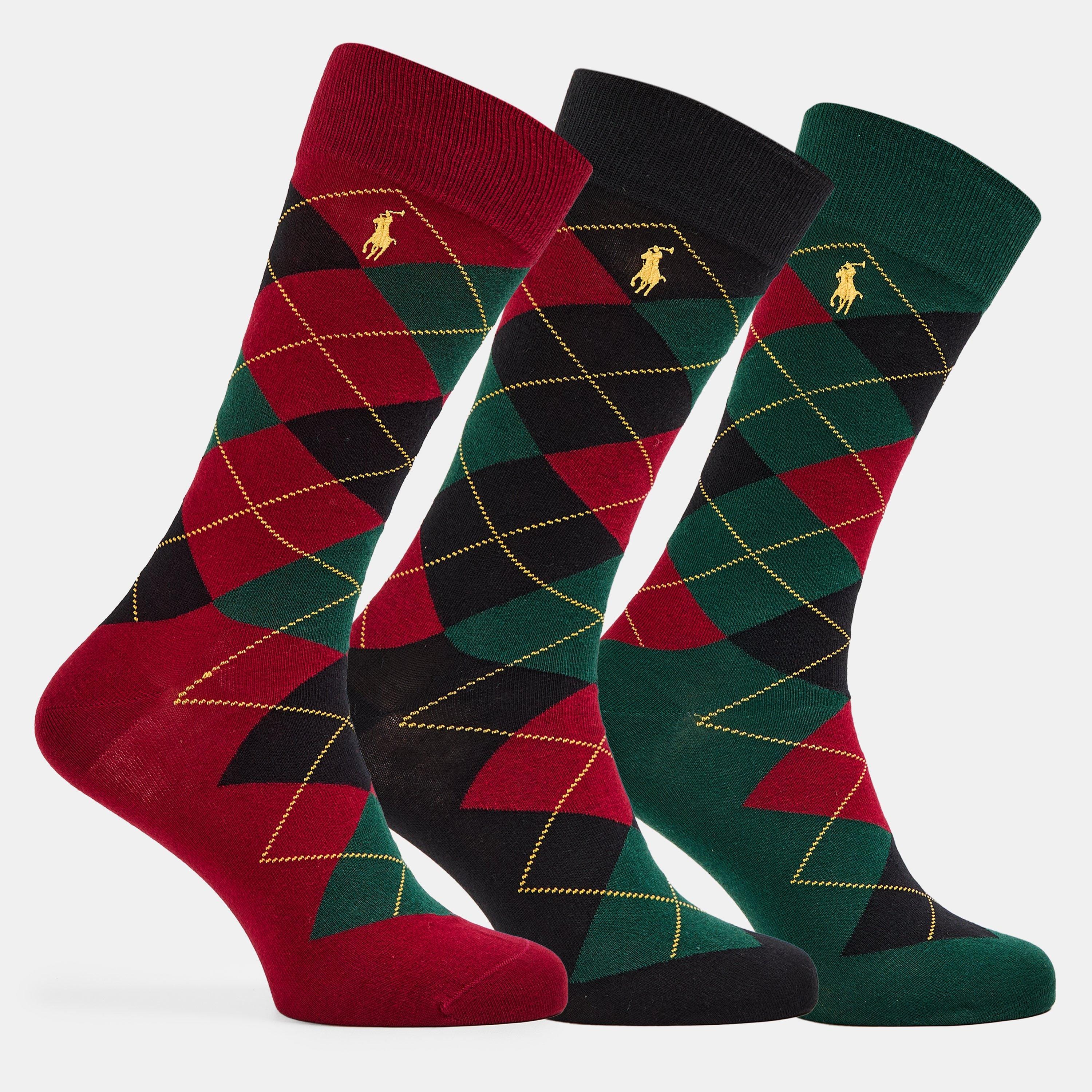 3 Pack Argyle Crew Socks
