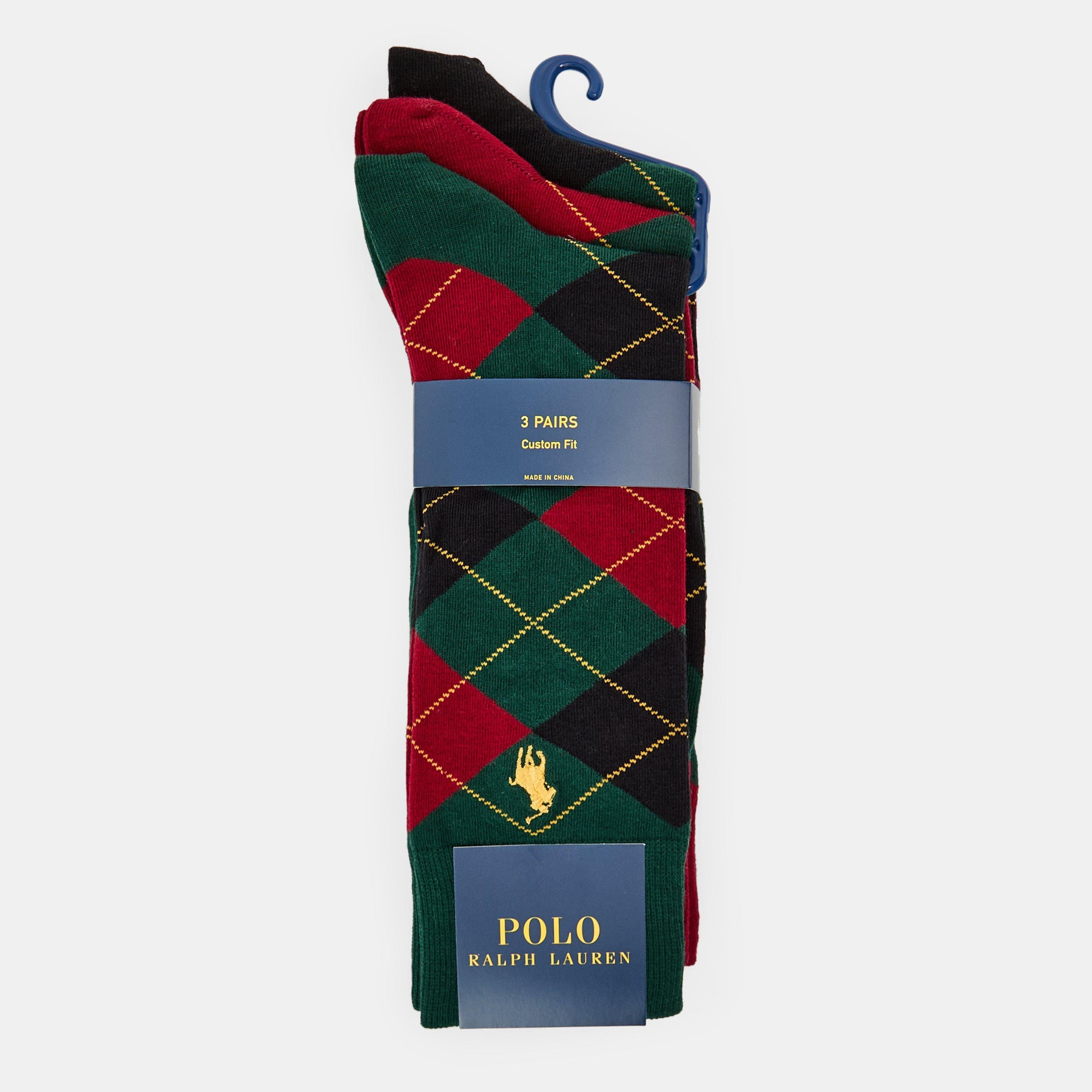 3 Pack Argyle Crew Socks