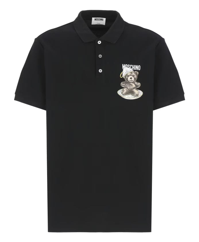 Moschino Black Polo Shirt with Teddy Bear Logo