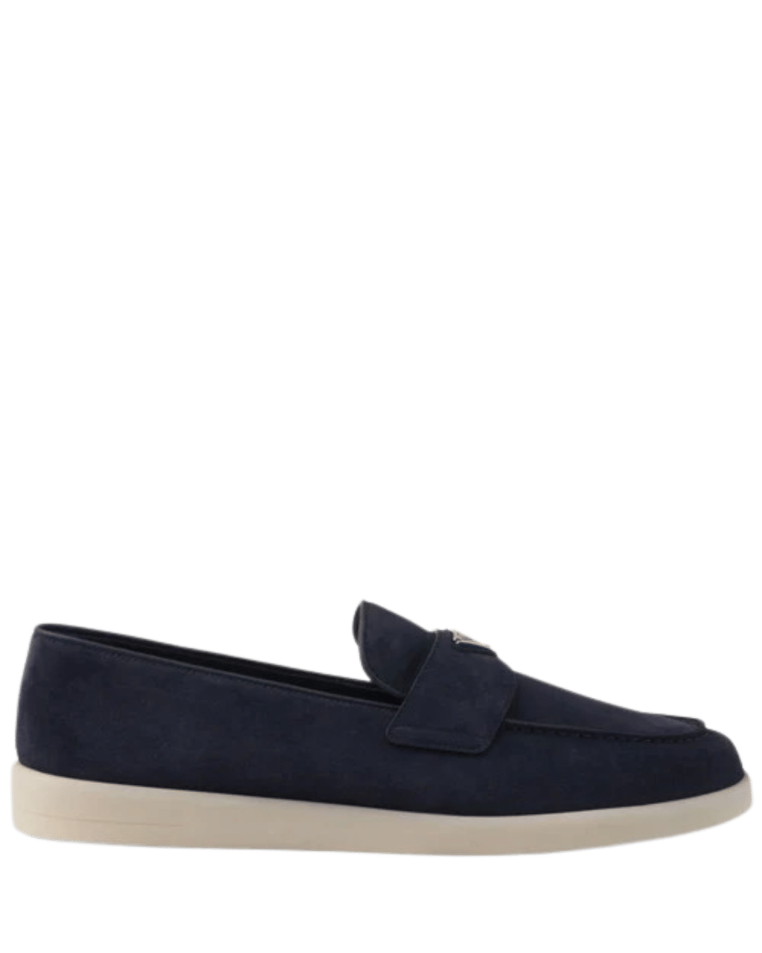 Prada Suede Loafers with Triangle Logo – Navy
