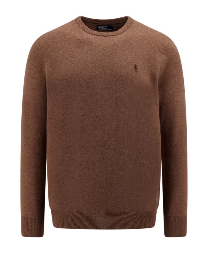 Polo Ralph Lauren Brown Sweater with Ribbed Crew Neck