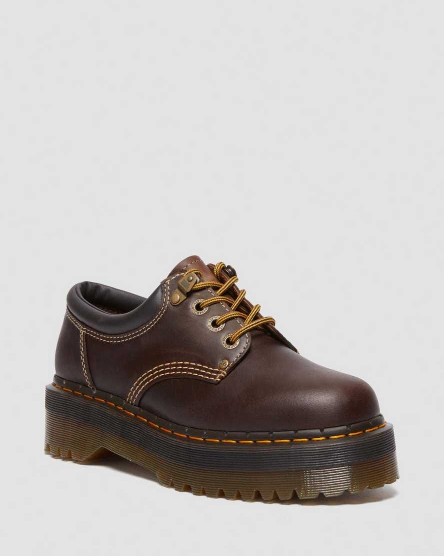8053 Arc Crazy Horse Leather Platform Casual Shoes — Dark Brown