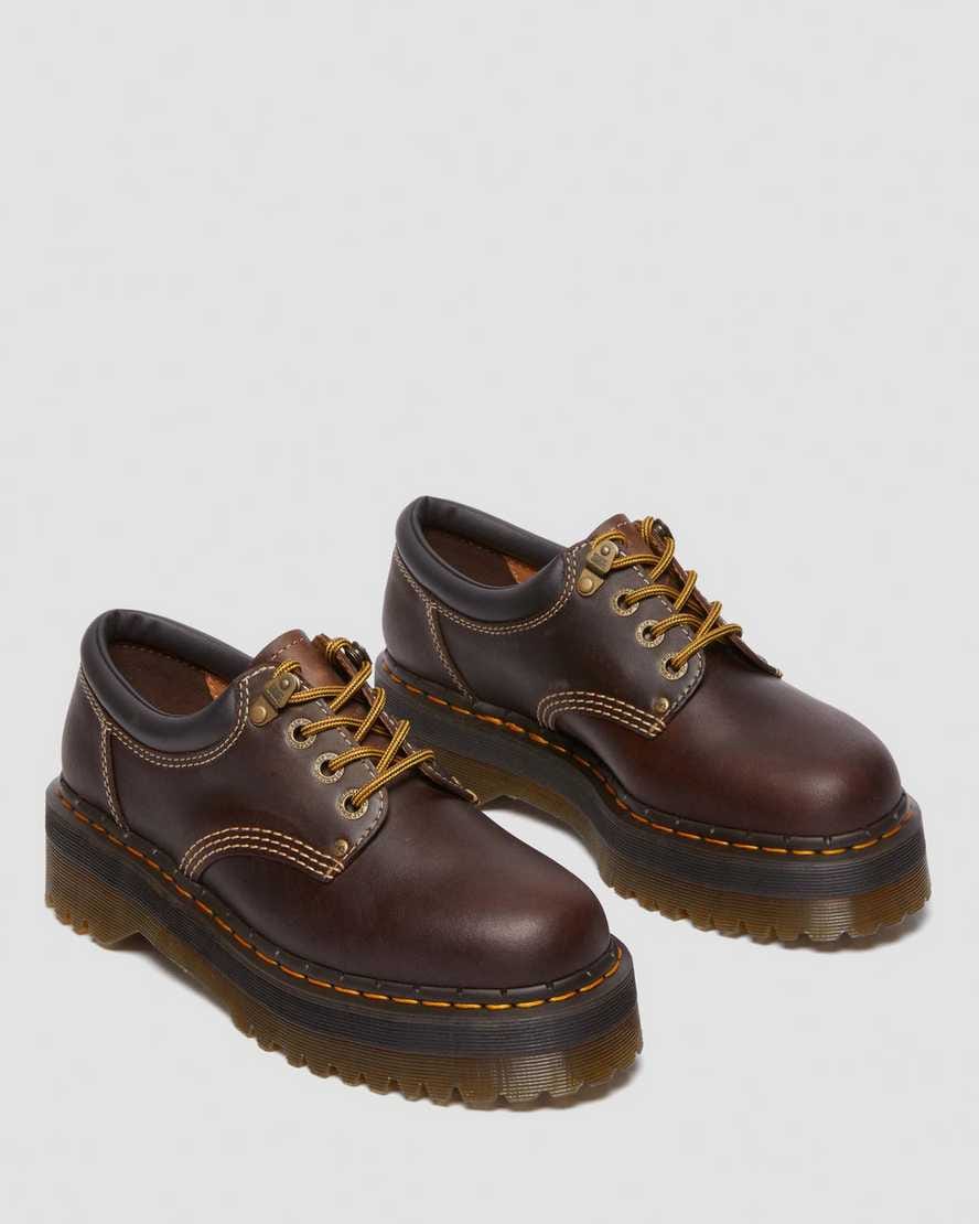 8053 Arc Crazy Horse Leather Platform Casual Shoes — Dark Brown