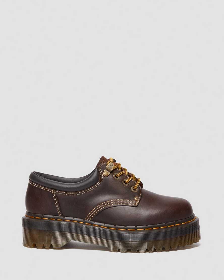 8053 Arc Crazy Horse Leather Platform Casual Shoes — Dark Brown