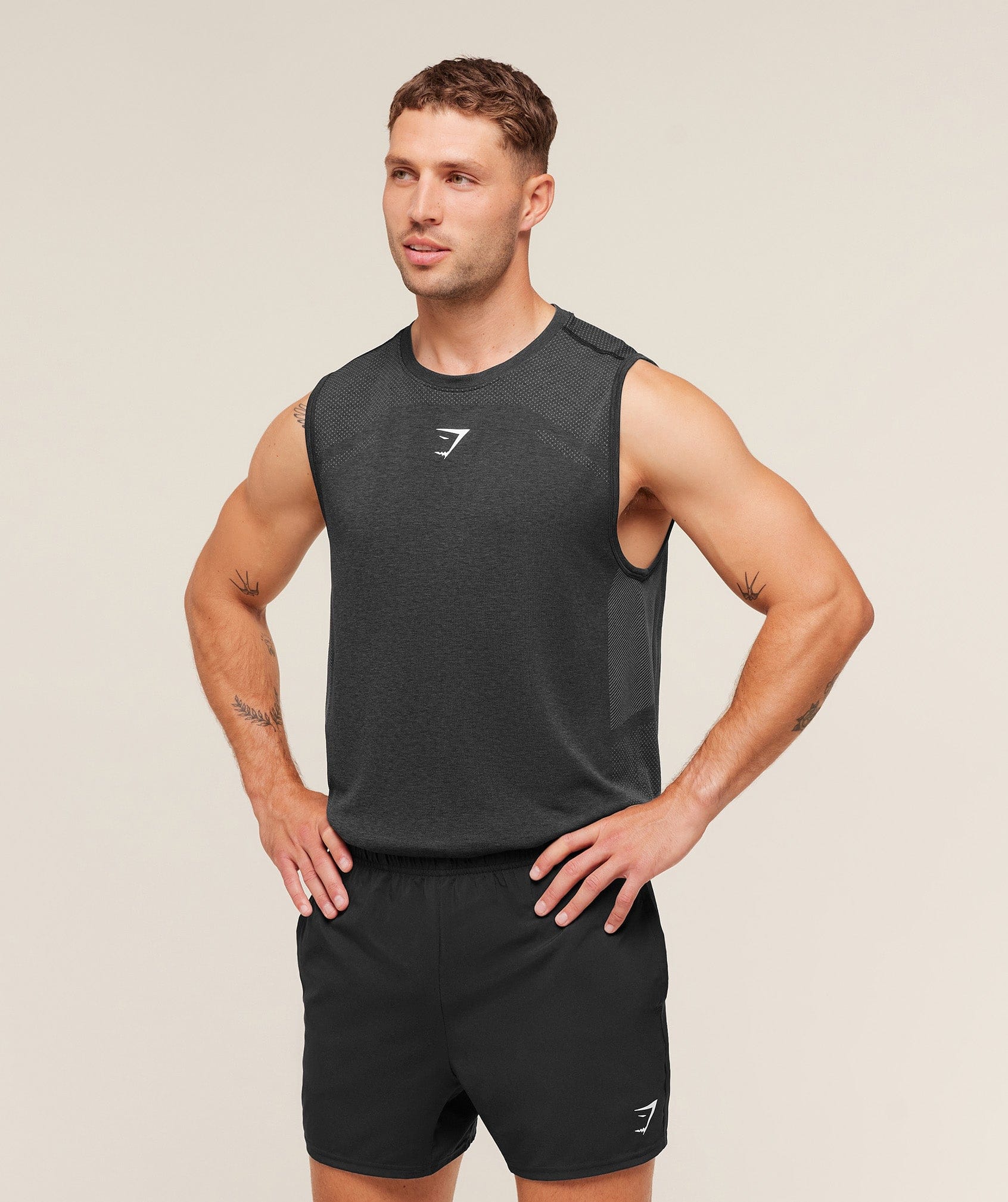Gymshark Lightweight Seamless Tank - Black/Silhouette Grey