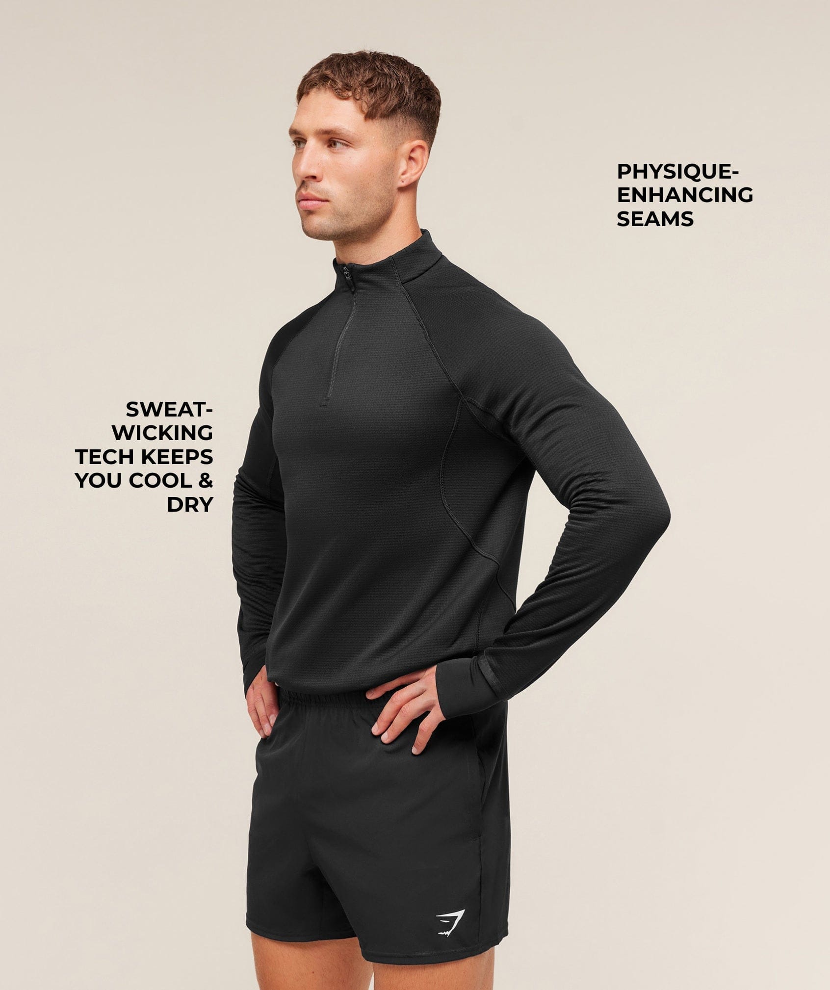 Gymshark Running 1/4 Zip - Black