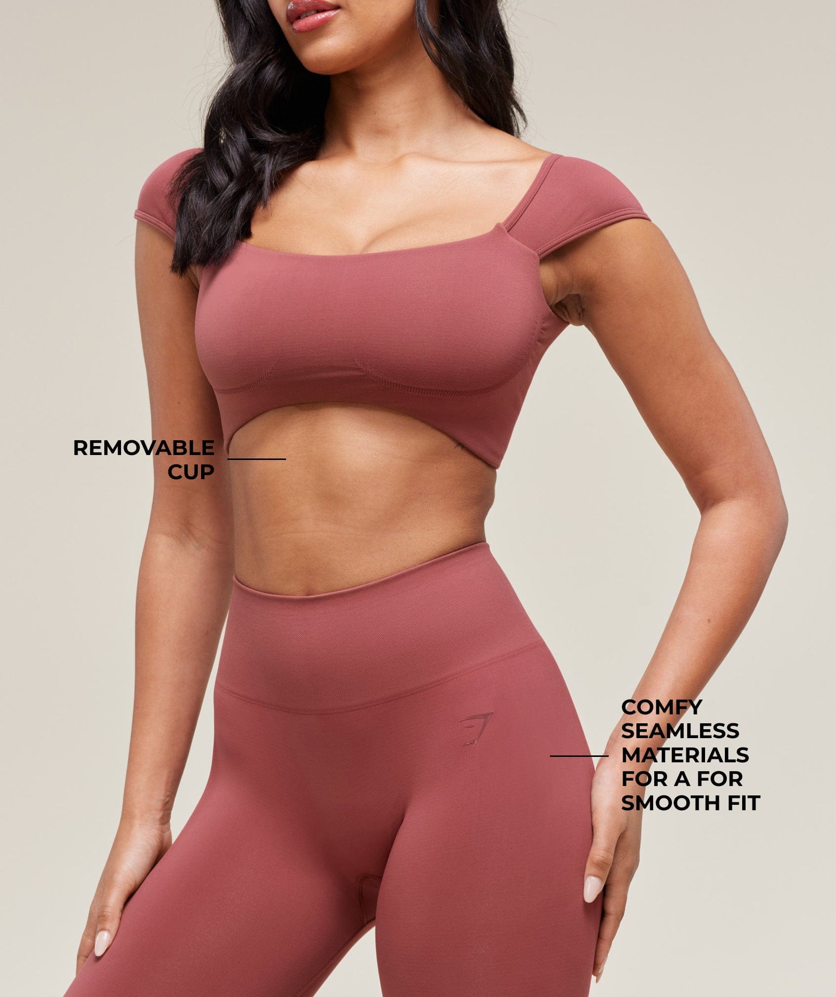 Gymshark Soft Sculpt Cap Sleeve Bralette - Washed Berry Pink