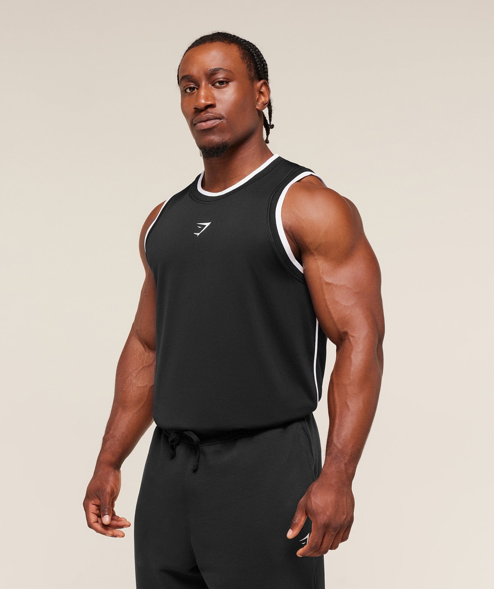 Gymshark Graphic Basketball Mesh Tank - Black