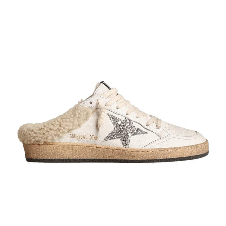 Golden Goose Wmns Ballstar Shearling Sabot 'White Silver'