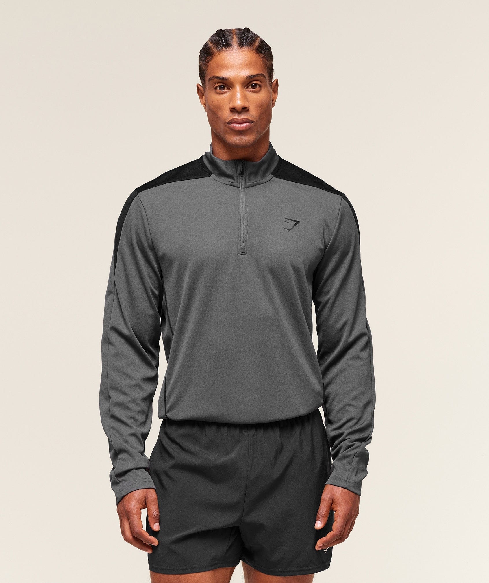 Gymshark Arrival Block 1/4 Zip - Dark Grey