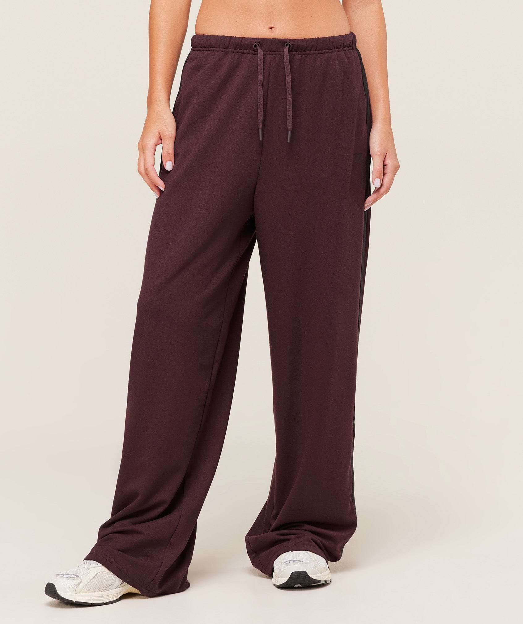 Gymshark Retro Stripe Snap Pant - Cherry Purple/Black