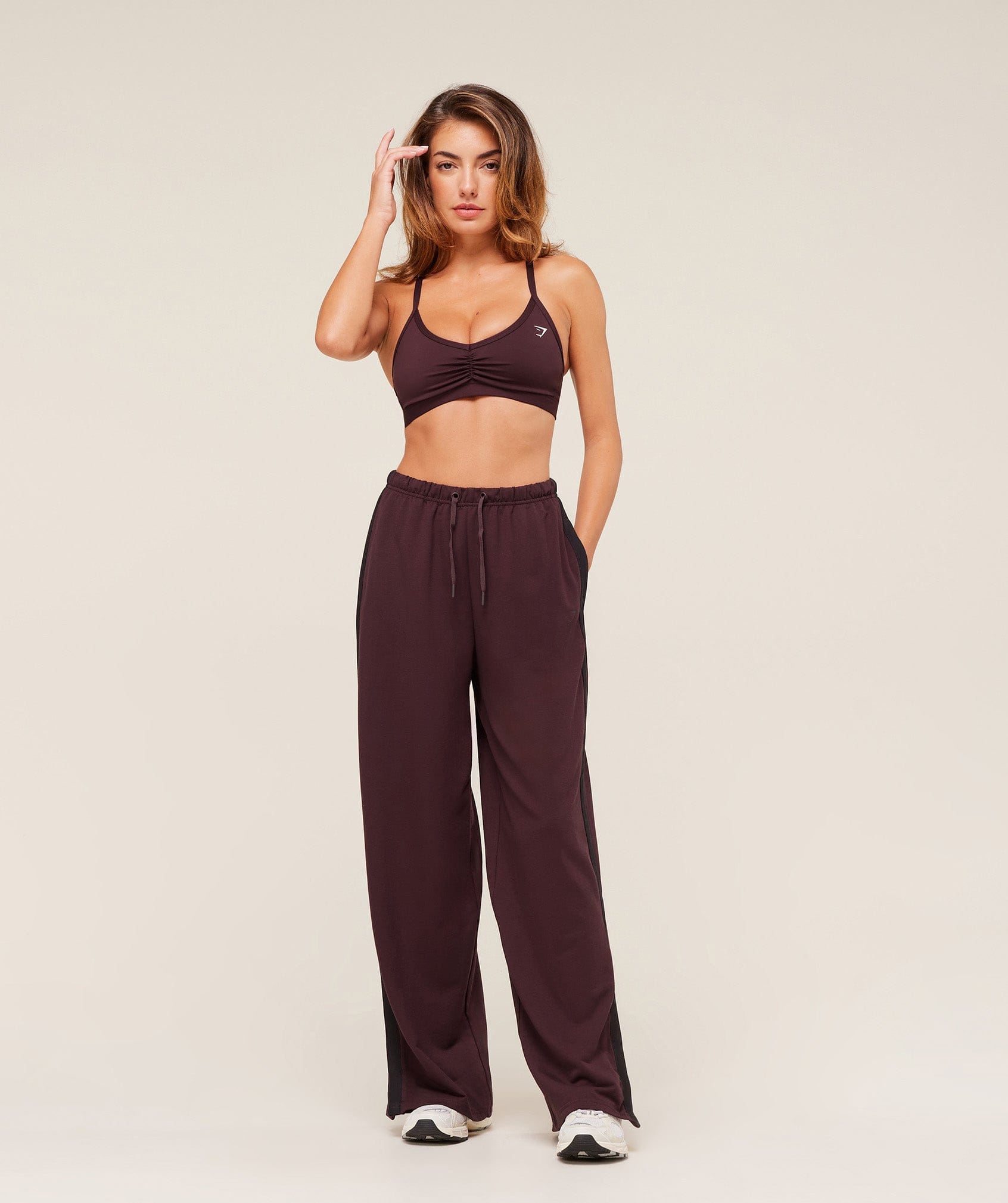 Gymshark Retro Stripe Snap Pant - Cherry Purple/Black